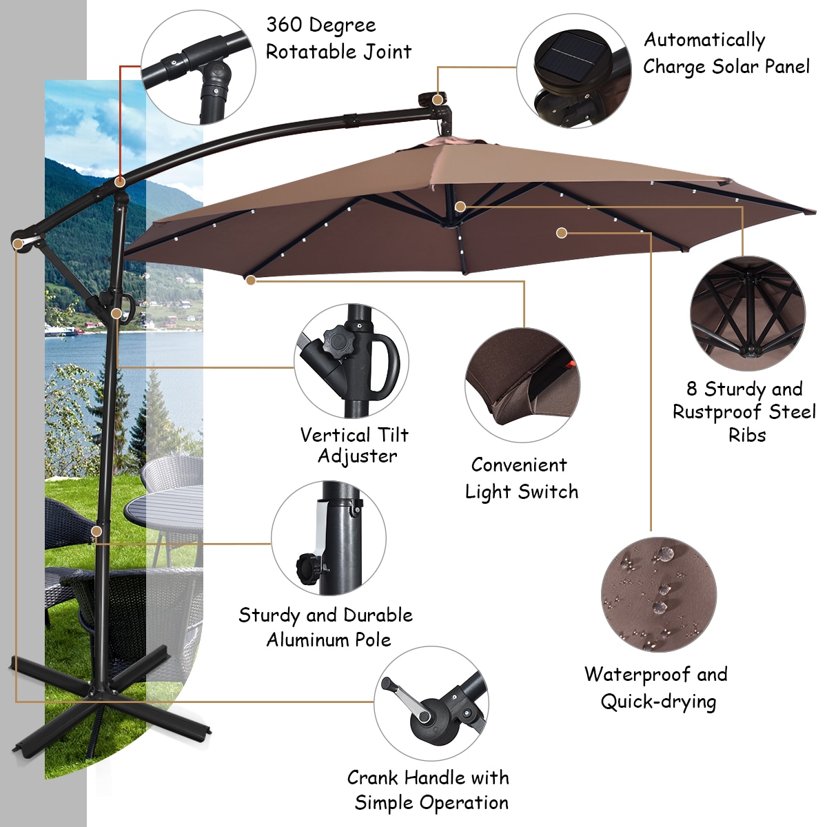 Costway Patio Umbrellas & Accessories at