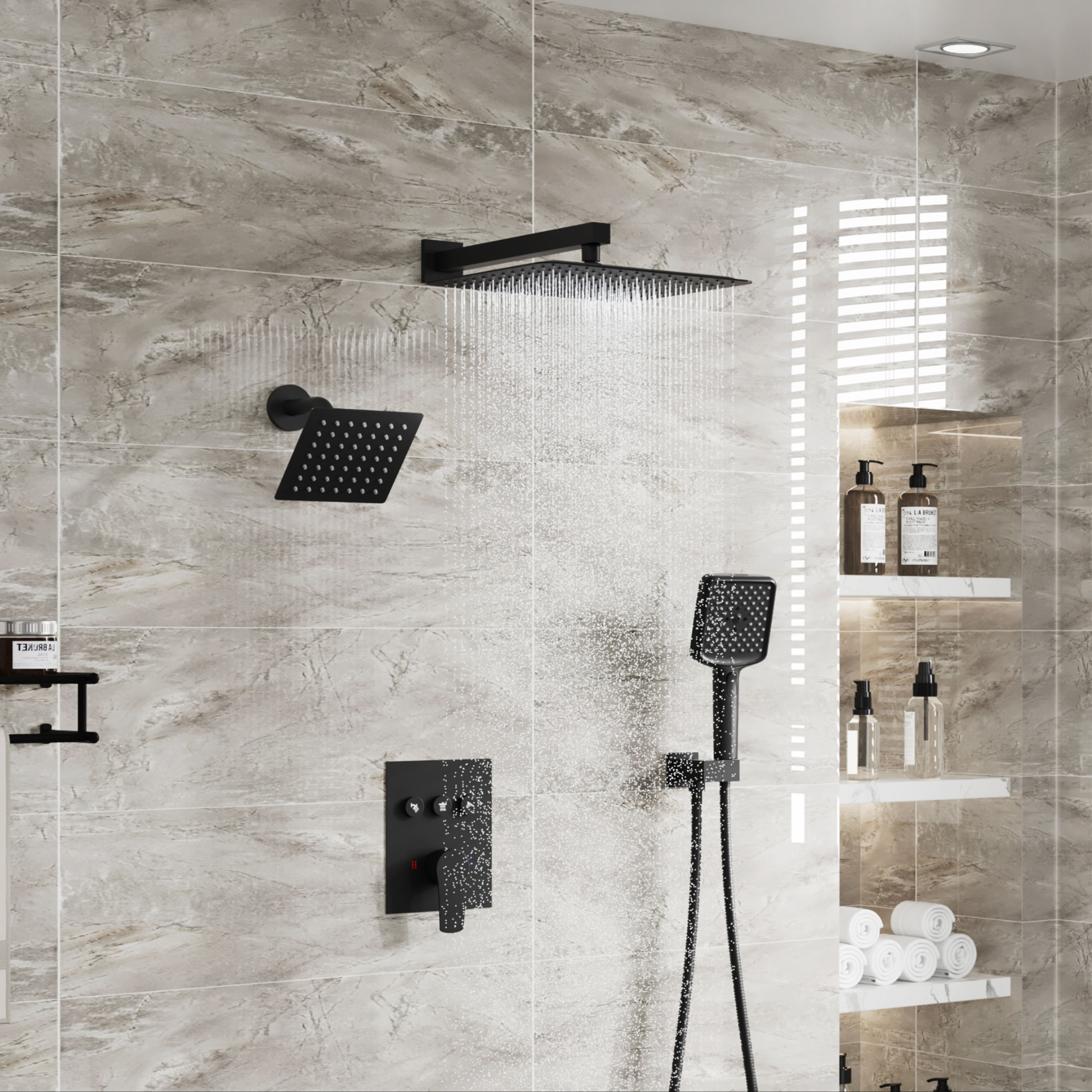 Mondawe MDBR01025AJ12MB Showerhead-Bar-Panels - View #2