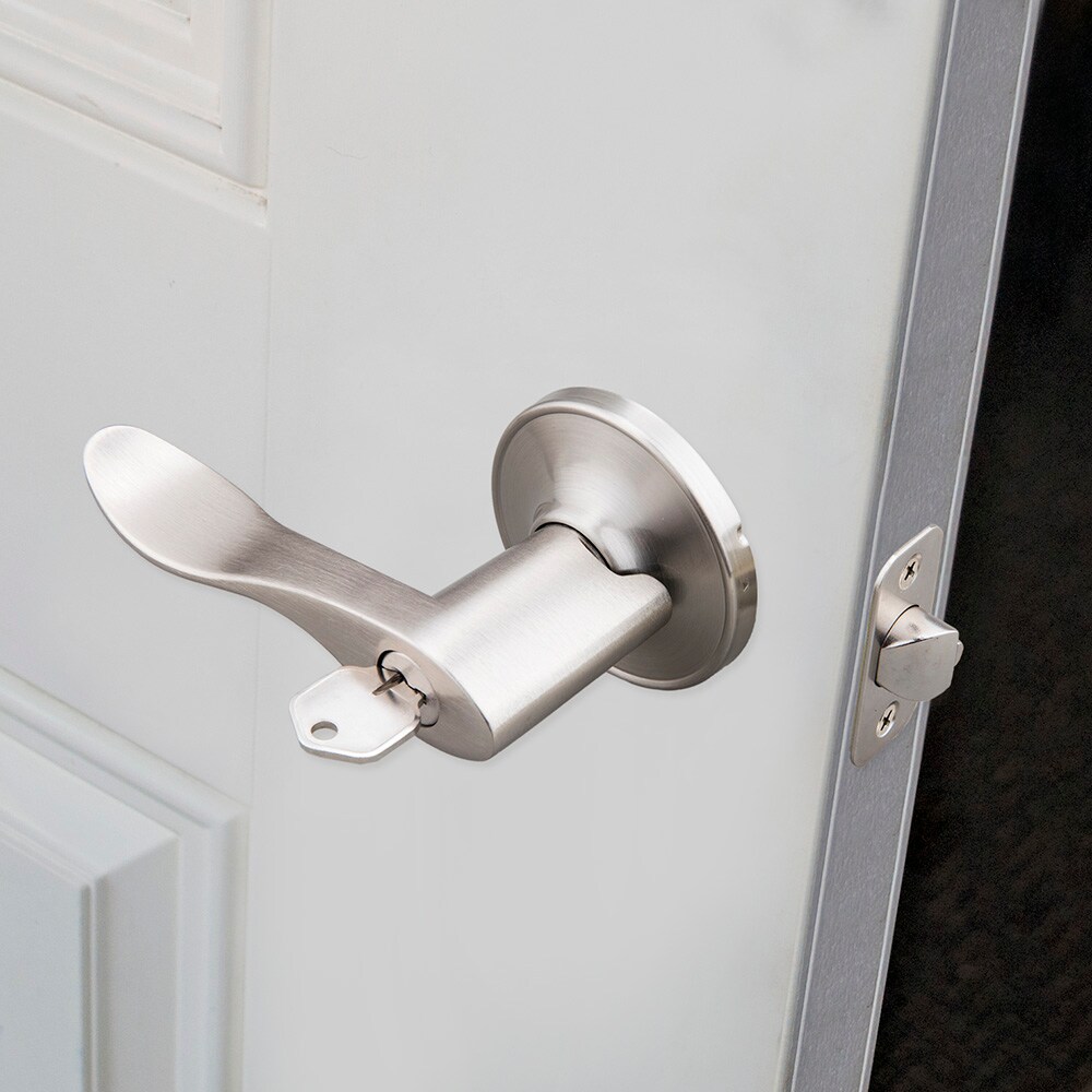 EZ-FLO Satin Nickel Interior/Exterior Bed/Bath Hall/Closet Keyed Entry ...