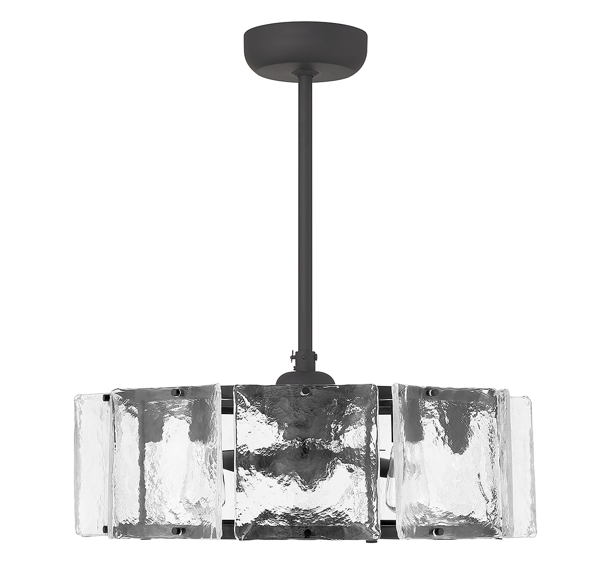 Matte Black 27" LED Chandelier Fan with Clear Glass