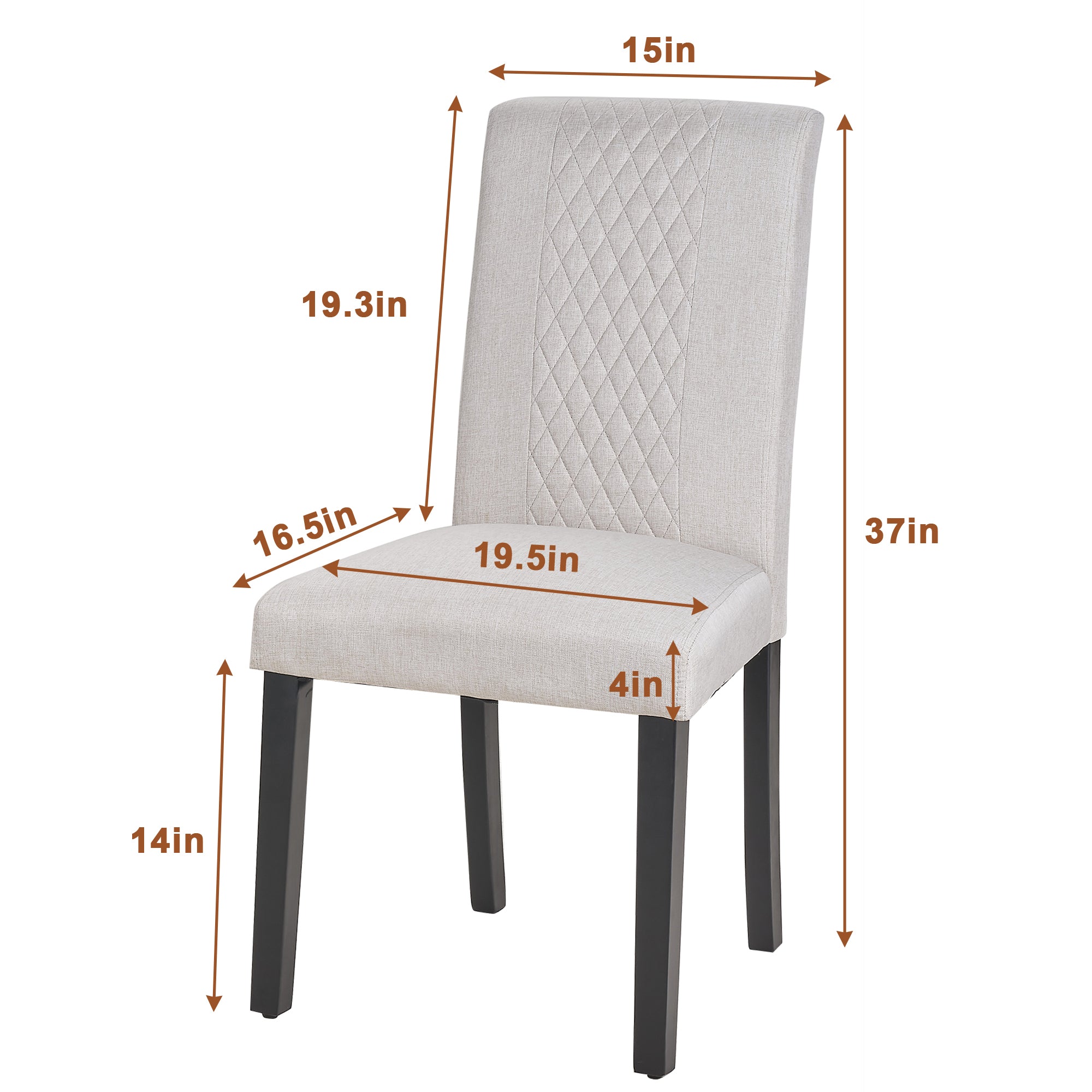 Vecelo LOE-DC07-BGE-2P Dining-Chairs - View #3