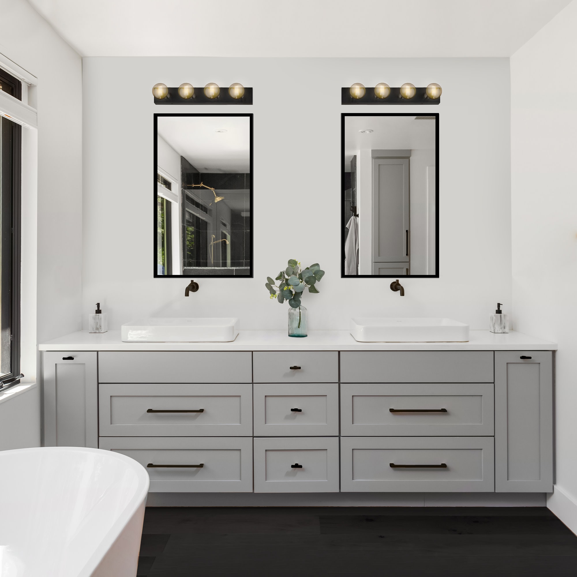 Design House 24-in 4-Light Matte Black Led, Transitional Vanity Light ...