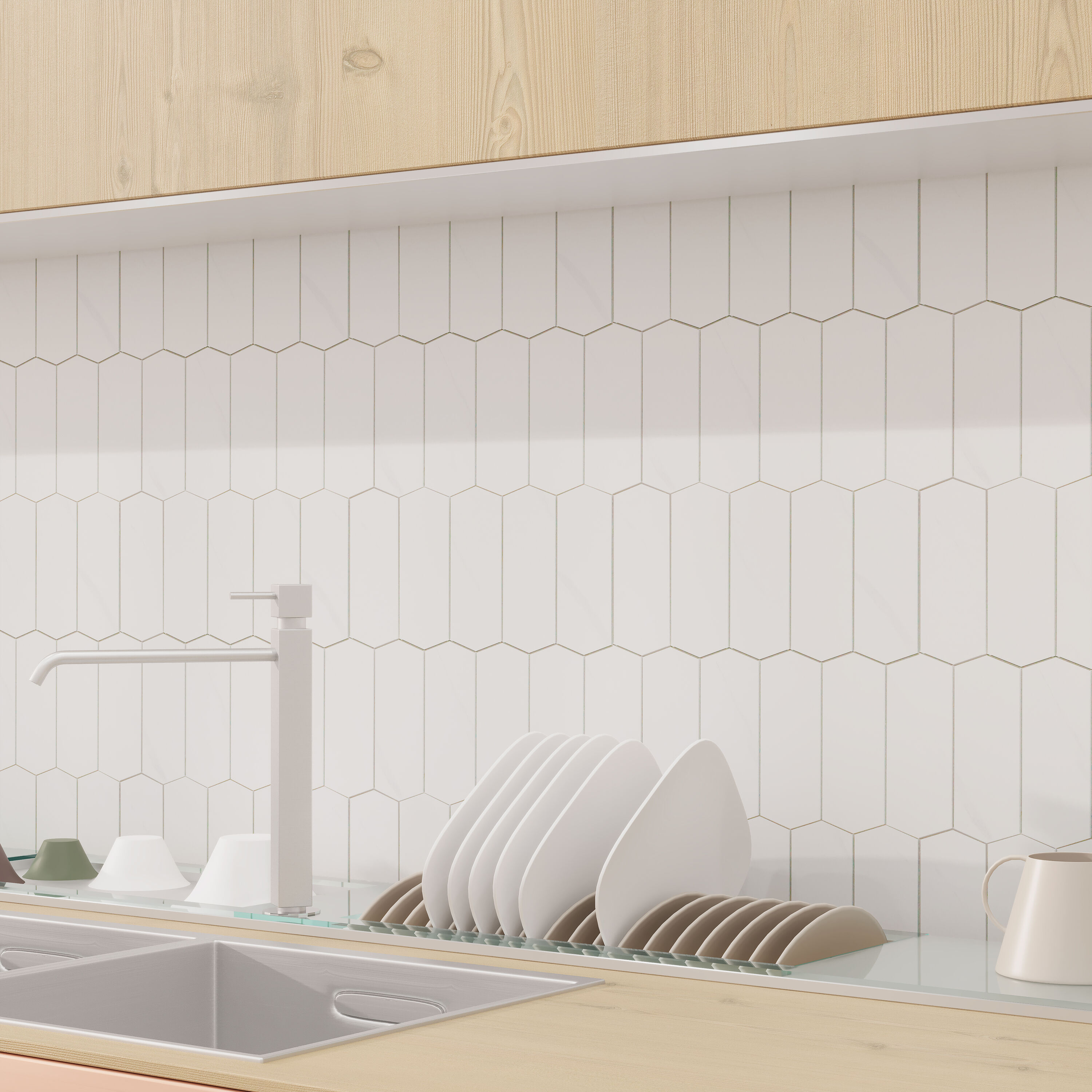 Calacatta White Stone Composite Peel and Stick Backsplash Tiles
