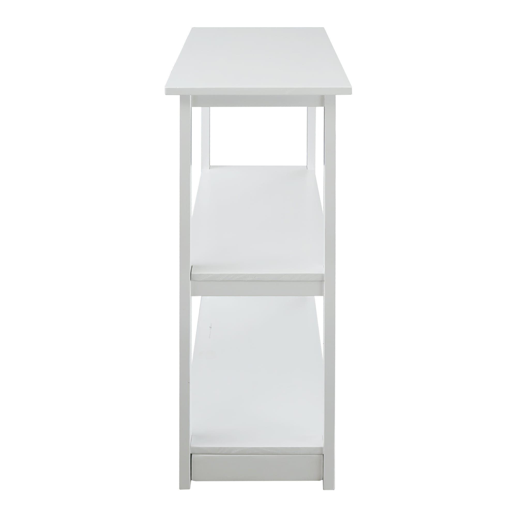 Adams White Solid Pine 3-Shelf Bookcase with Concealed Drawer