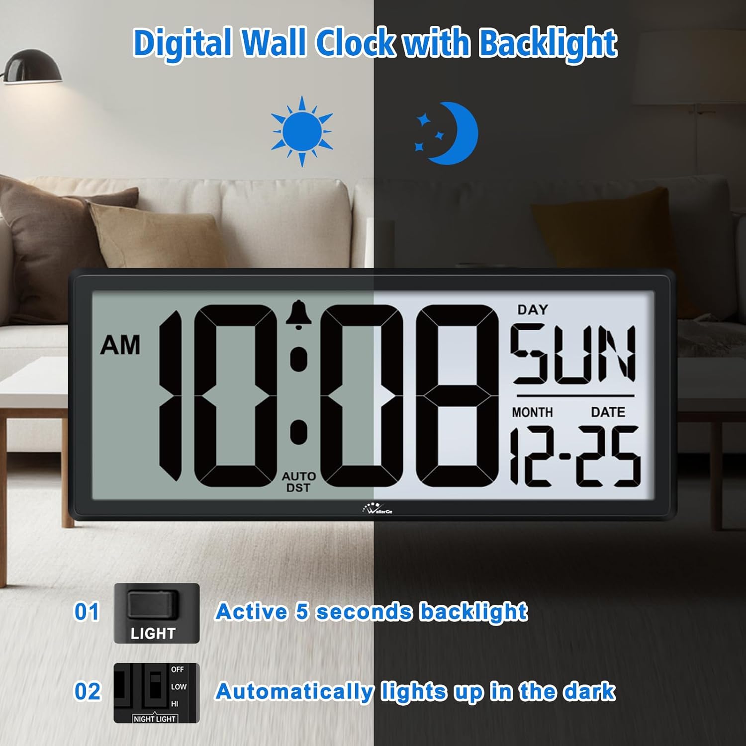 WallarGe WEY1-B0D66ZSFYW Indoor-Outdoor-Clocks - View #2