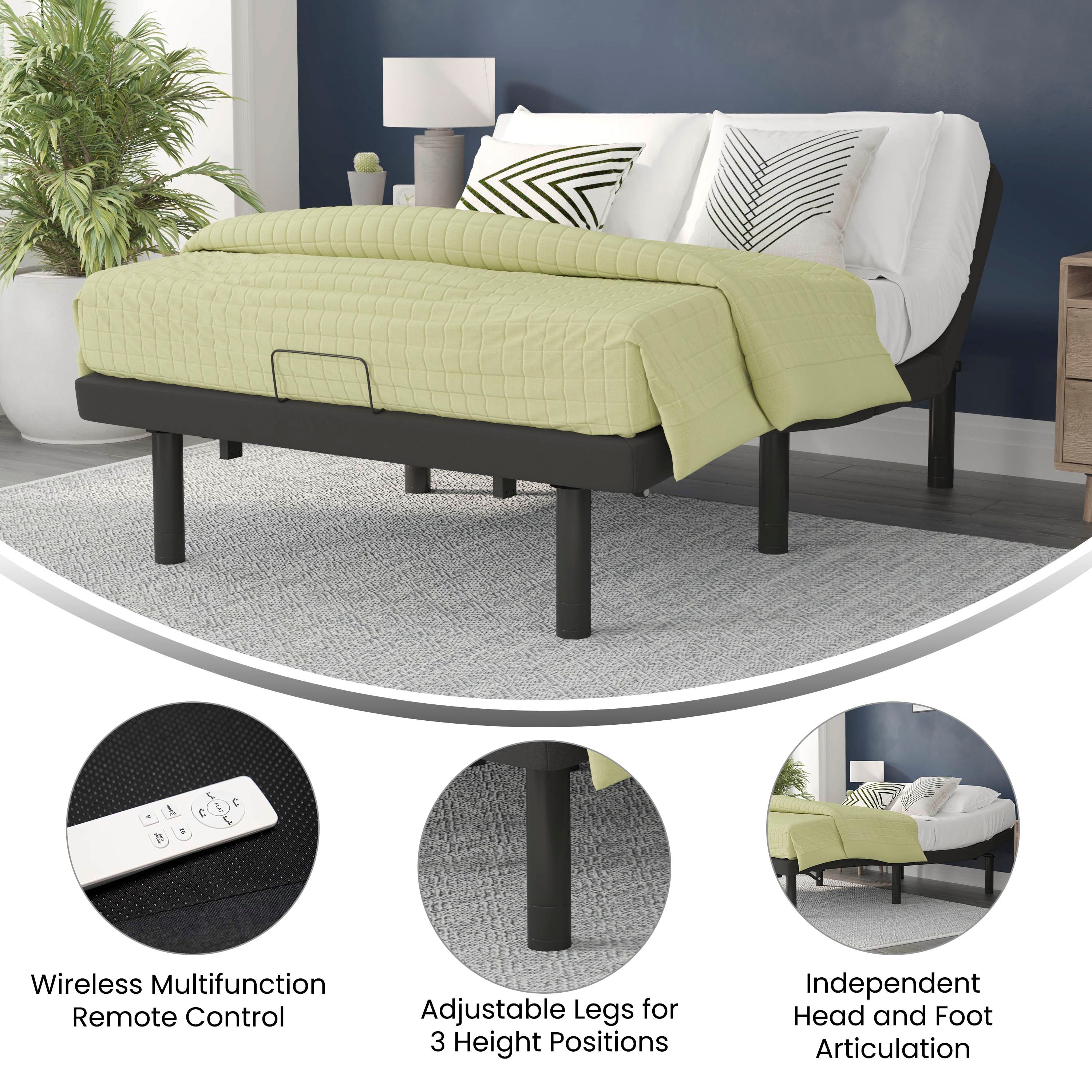 Selene Full-Size Adjustable Platform Bed with Wireless Remote, Black