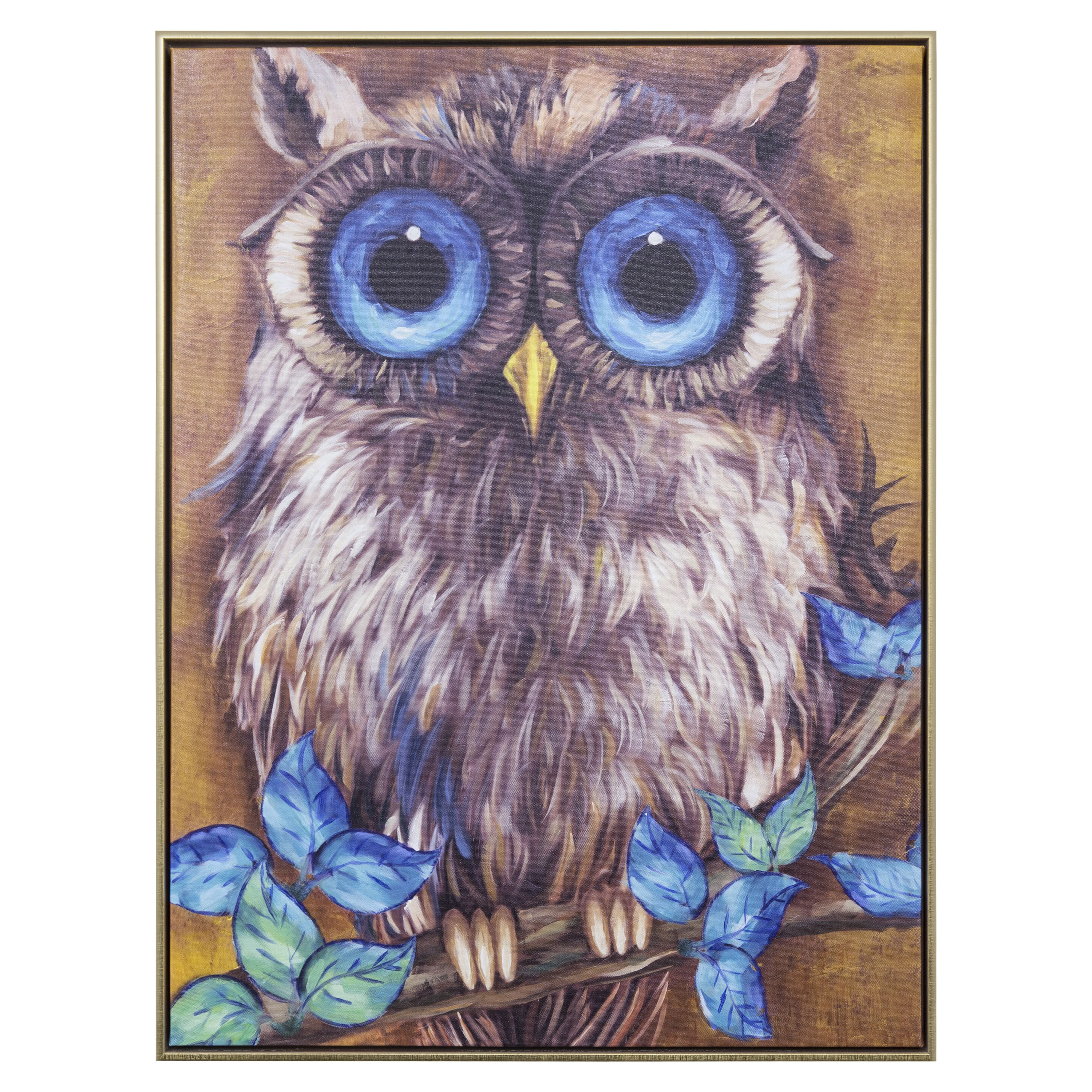 Yosemite Home Decor 3230022 Athene Noctua Gold 32-in H x 24-in W Animals Canvas Hand-painted Painting