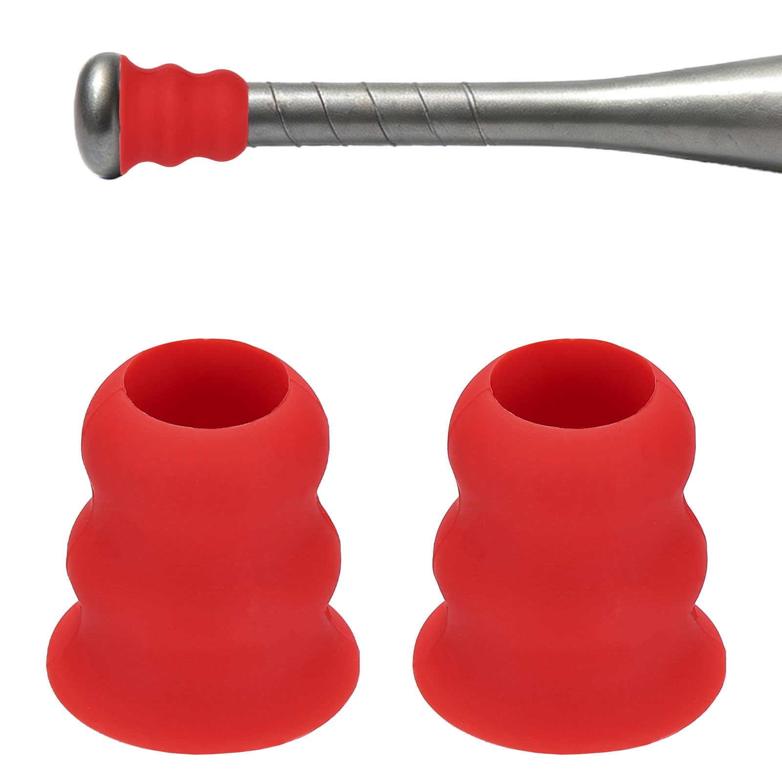 Unique Bargains 2pcs Bat Taper Bat Knob Taper Softball Grip Silicone Non-slip Ergonomic Enhanced Grip Easy Installation and Red - Fit for (Most Softball Bats/Baseball)