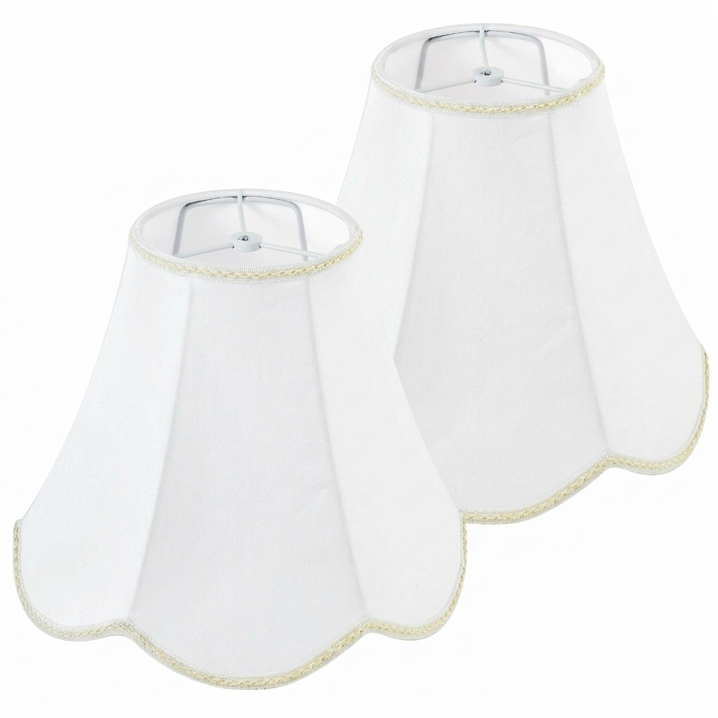 Lukvuzo -  Set of 2 Bell Lamp Shades Off White Textured Fabric 6 Inch Top 13 Inch Bottom 10.6 Inc...