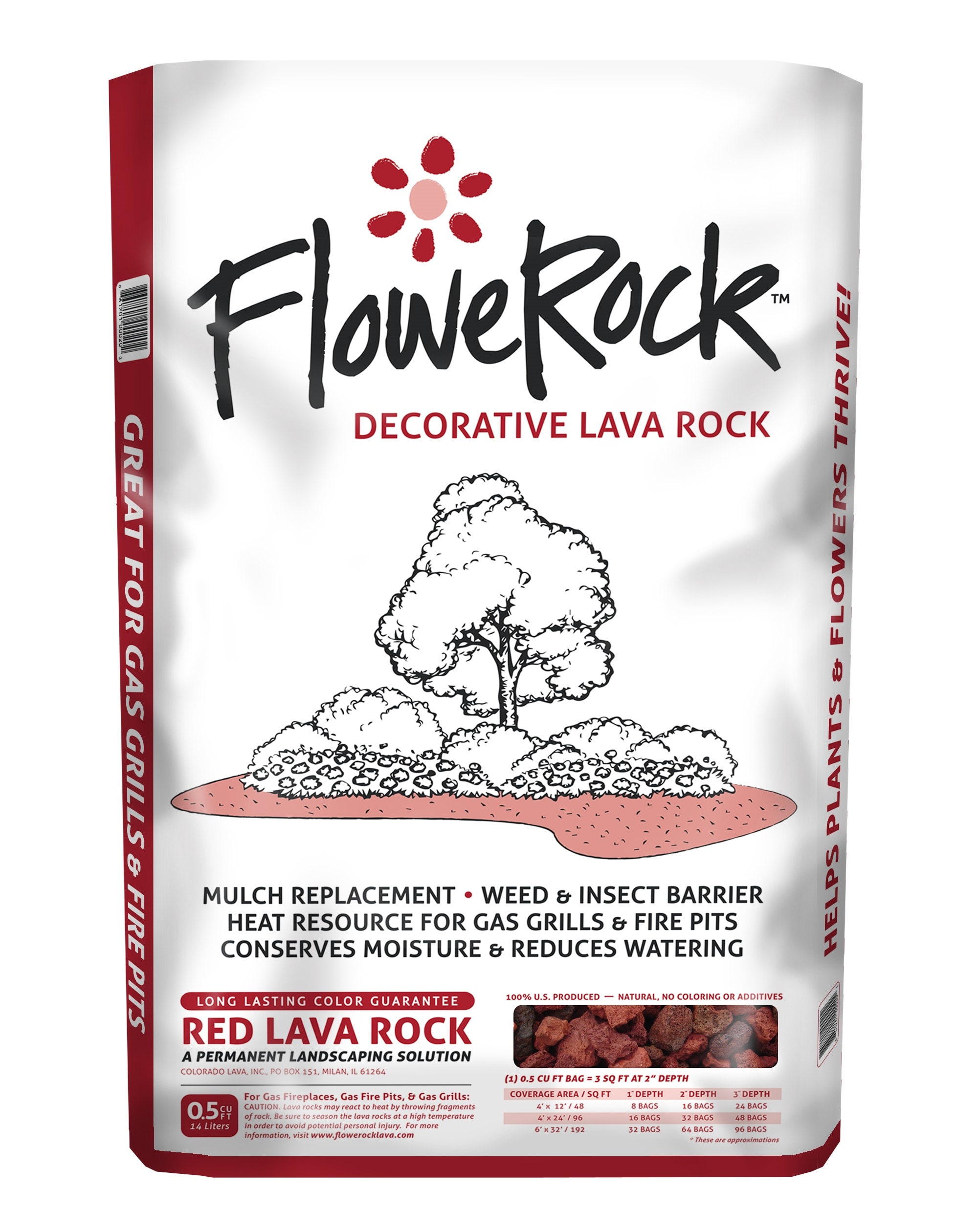 5/8" - 1 1/2" FloweRock 5LB Red Lava Rock Nugget 