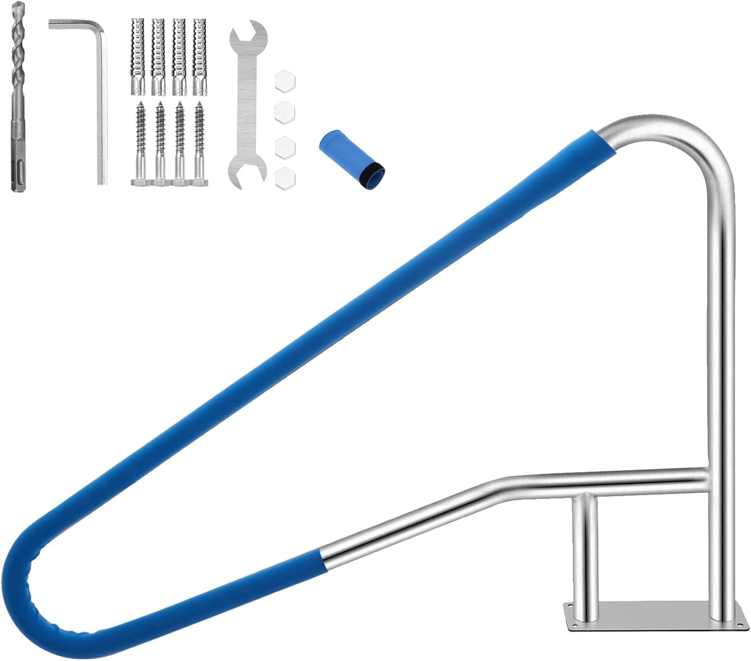 GAOMON 304 Stainless Steel Pool Handrail- Detachable Design Pool Grab Rail for Inground Pool Spa Ladder Stair 54x36in