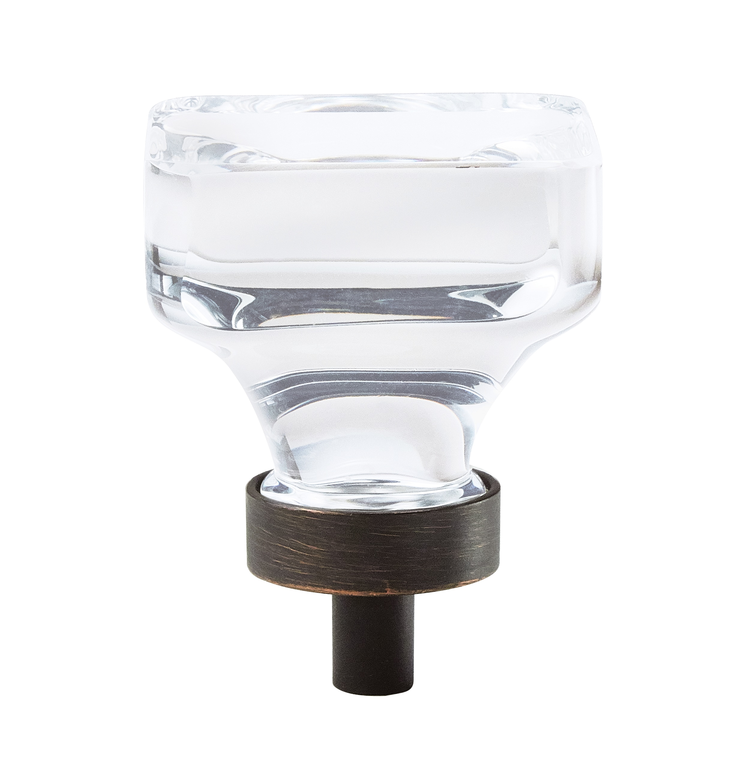 Amerock BP36653CORB Glacio 1-3/8-in Clear/Oil-Rubbed Bronze Square Contemporary Cabinet Knob