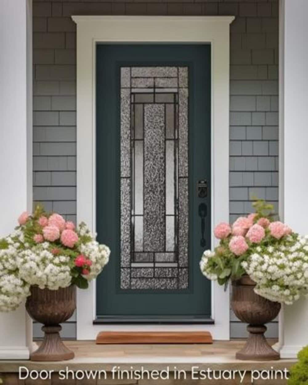 RELIABILT 10172520 Entry Door 36-in x 80-in x 4-9/16-in Steel Full lite Left-hand inswing Estuary Painted Prehung Front Door with Brickmould Insulating core
