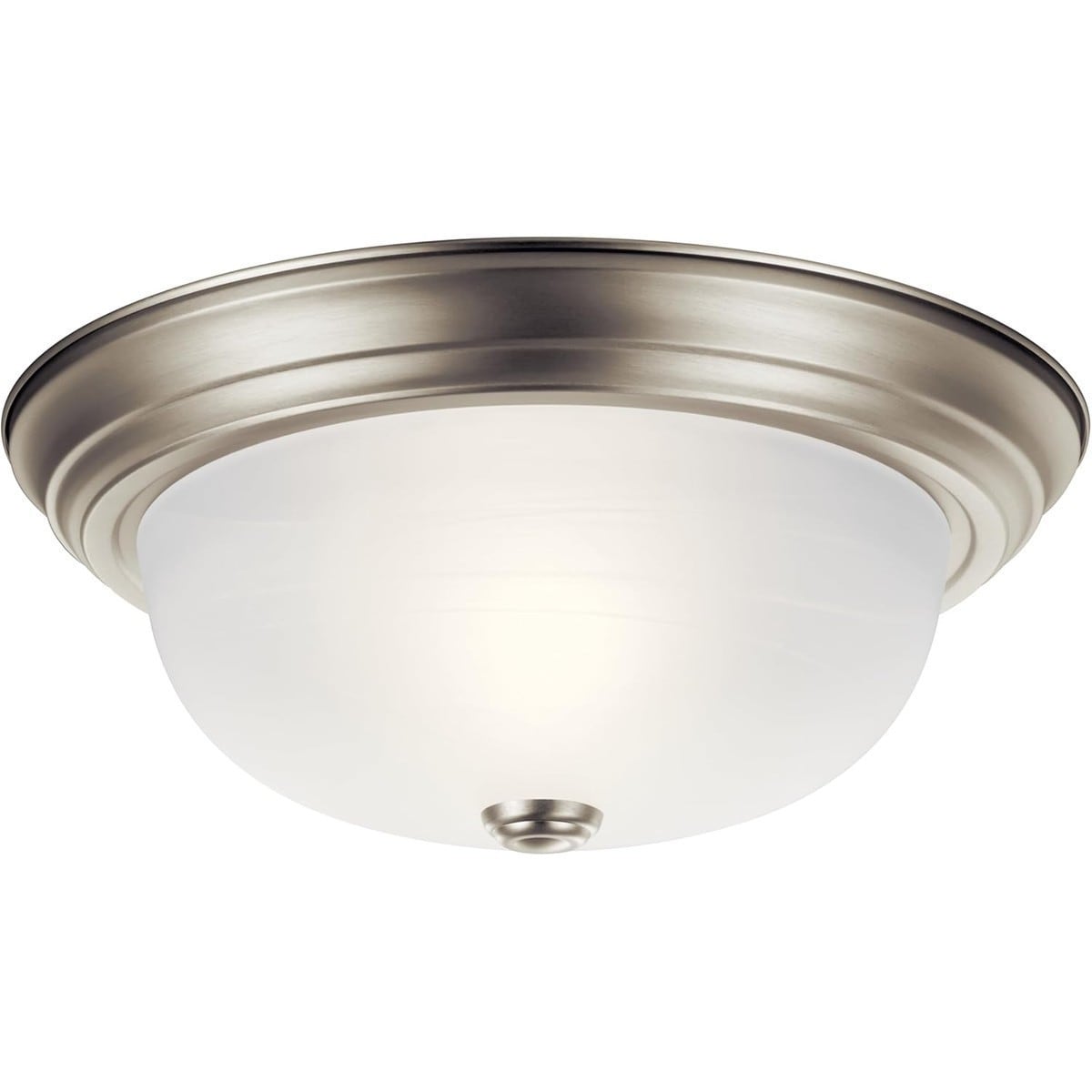 Pacrigo  2-Light Flush Mount Ceiling Light 13.25 Inch Brushed Nickel Alabaster Swirl Glass for Bedroom Hallway Foyer