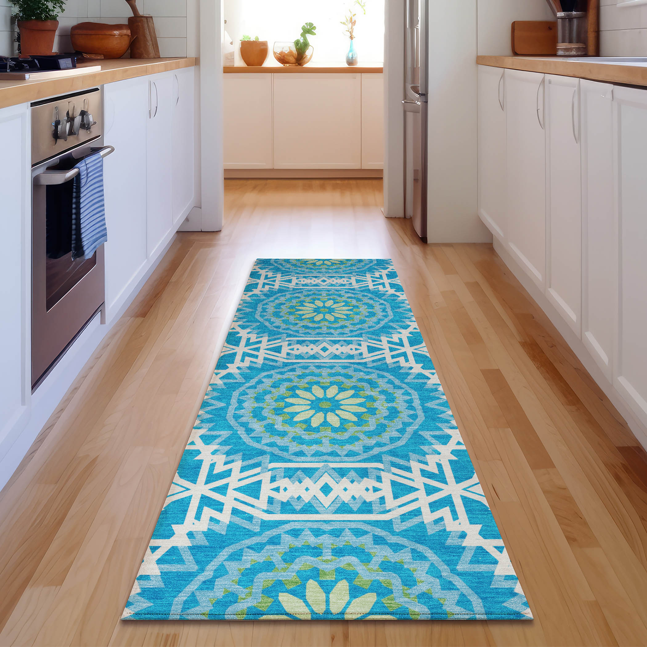 Addison Rugs AMF619BU2X8 Mayfield AMF619BU 2 x 7 (ft) Loomed Polyester Blue Rectangular Indoor Geometric Machine washable Area rug