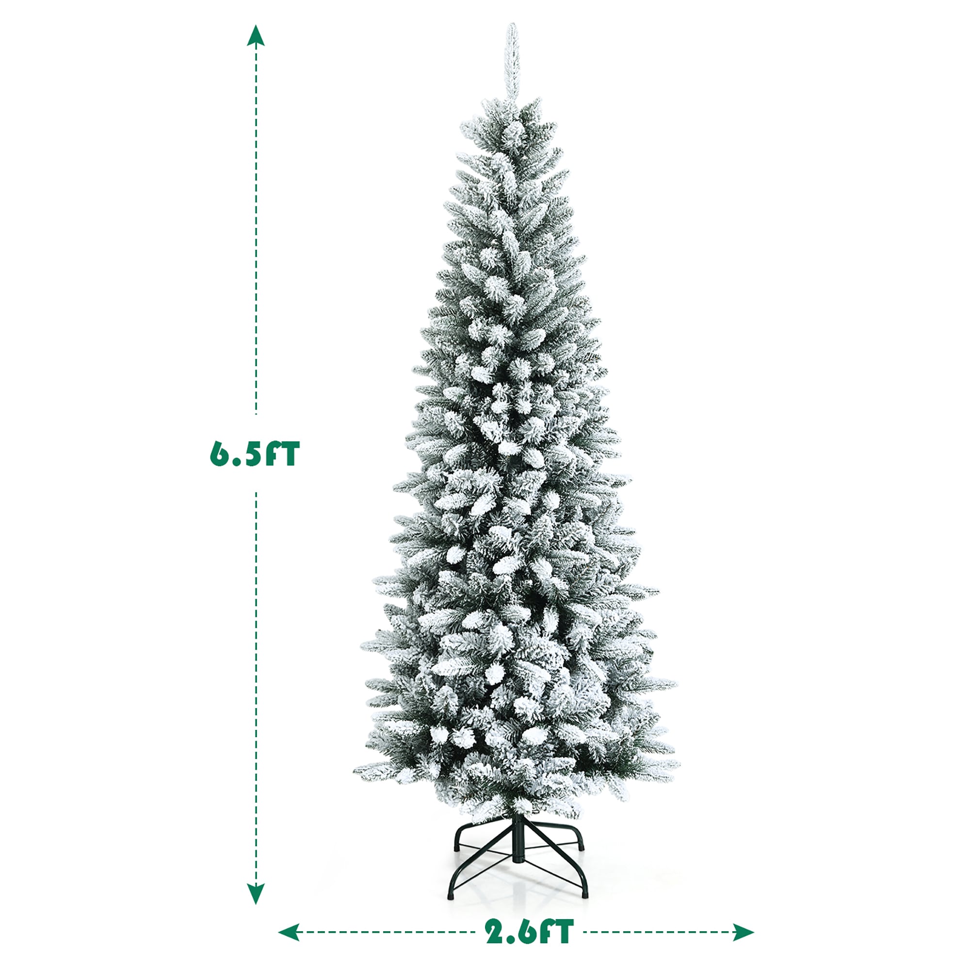 Costway 6.5-ft Pencil Flocked White Artificial Christmas Tree CM23572 ...