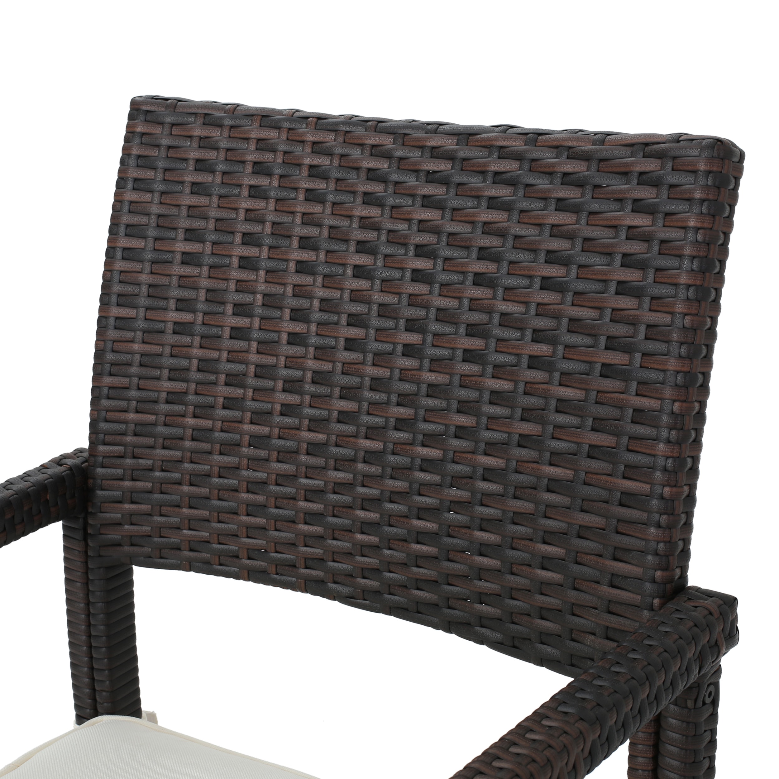 Set of 2 Brown Wicker Outdoor Dining Chairs with Cushions