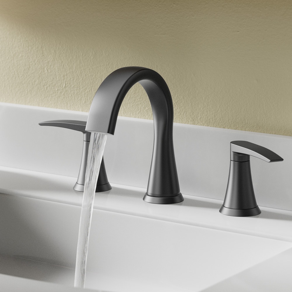 allen + roth Camberly Matte Black Widespread 2-Handle WaterSense Bathroom Sink Faucet with Drain