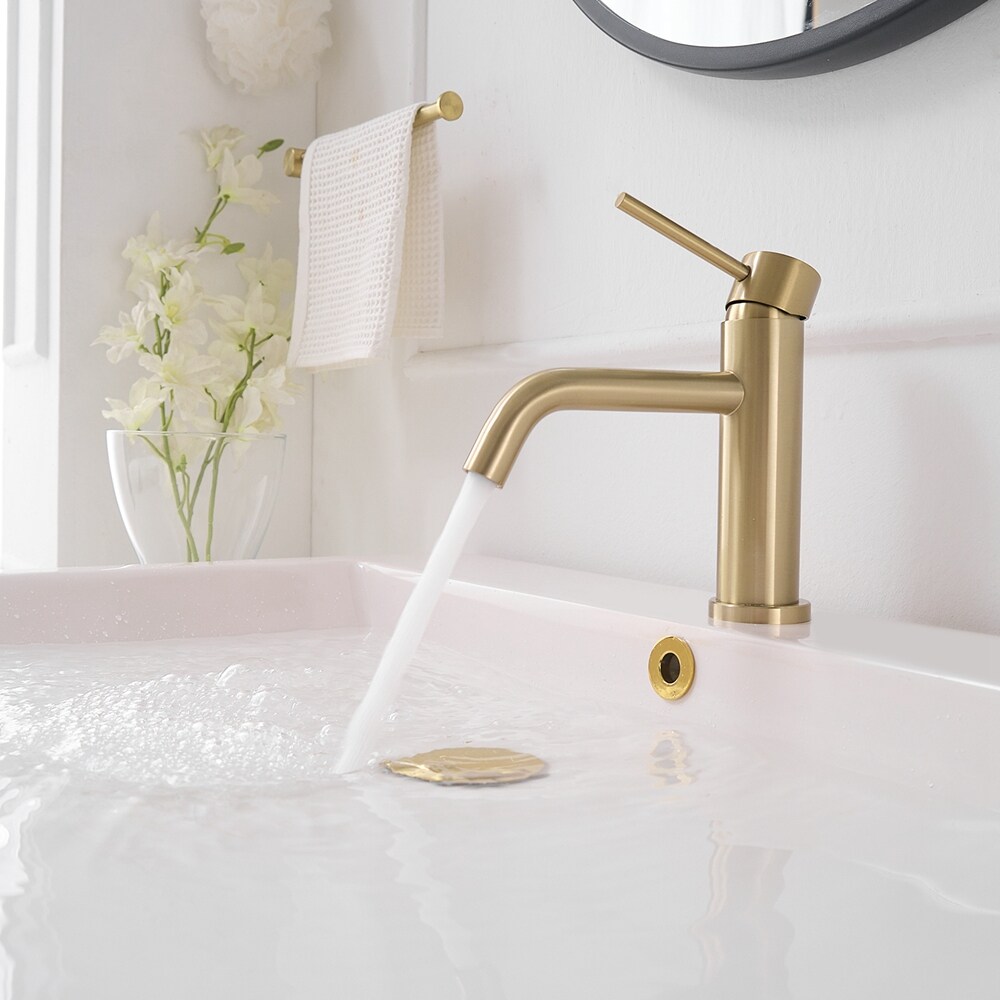 Brushed Gold Single Handle Deck-Mounted Bathroom Faucet