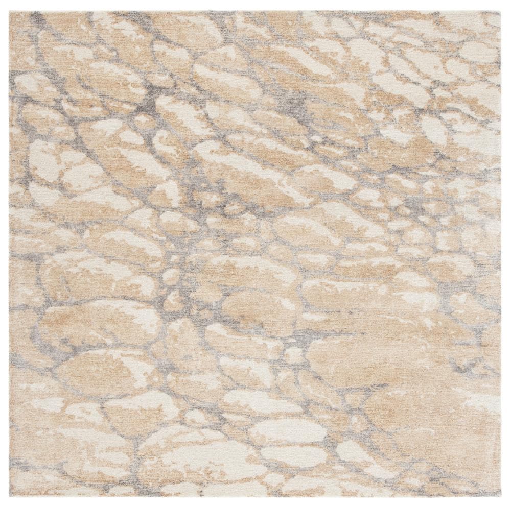 Safavieh RVT112D-6SQ Restoration Vintage Rinje 6 x 6 (ft) Tufted Synthetic Gold/Ivory Square Indoor Abstract Vintage Area rug