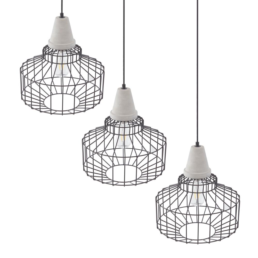 Boston Loft Furnishings ATG7036LTS3 Geblic 3 -Light Black and cement gray Modern/contemporary Geometric Medium Hanging Pendant light