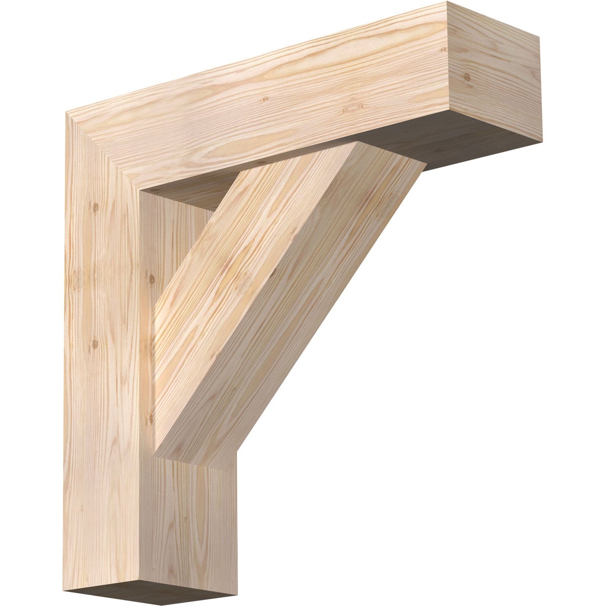 Ekena Millwork 1465078 Traditional block smooth bracket with offset brace Douglas Fir Wood Standard Bracket