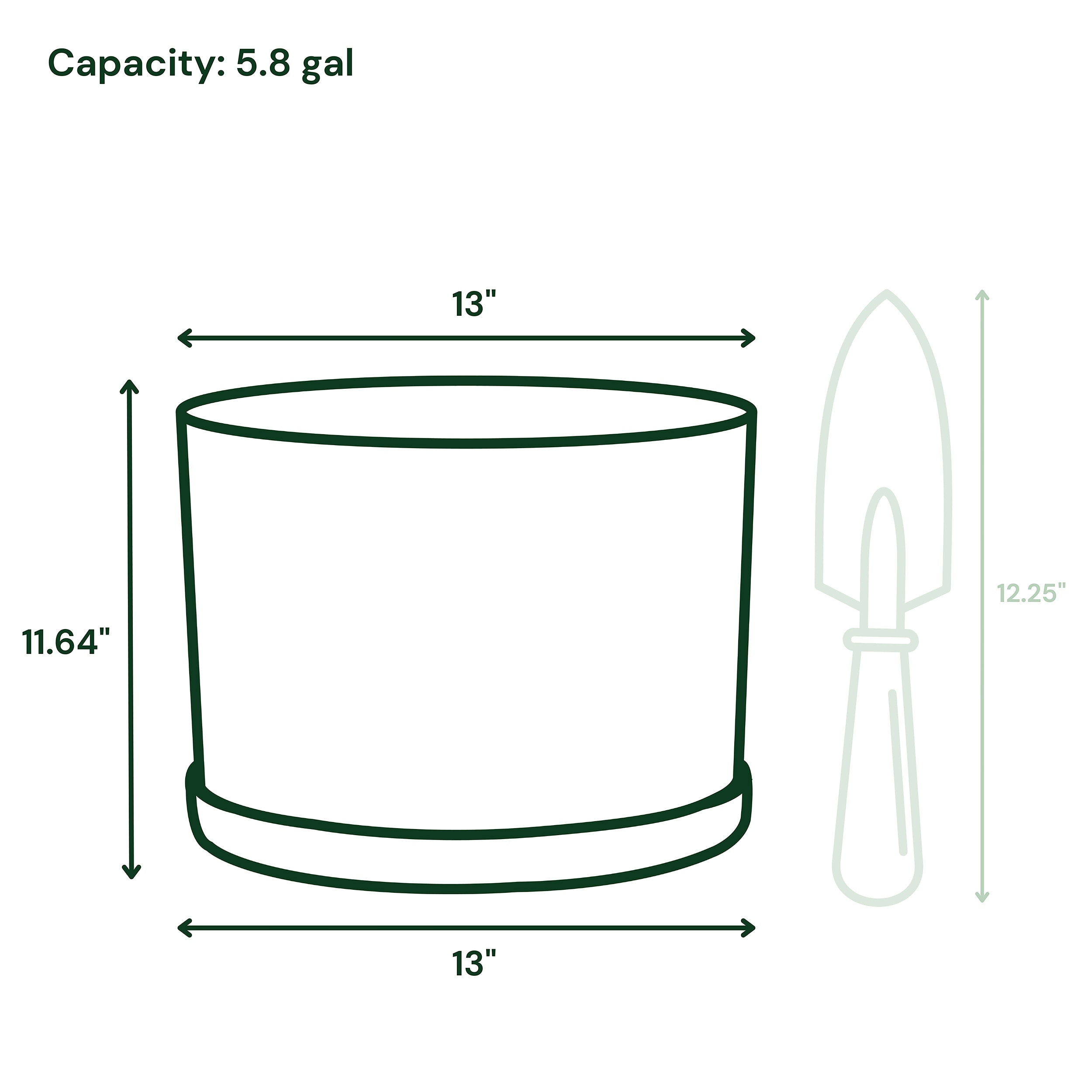 12" Black Polypropylene Round Planter with Saucer Tray