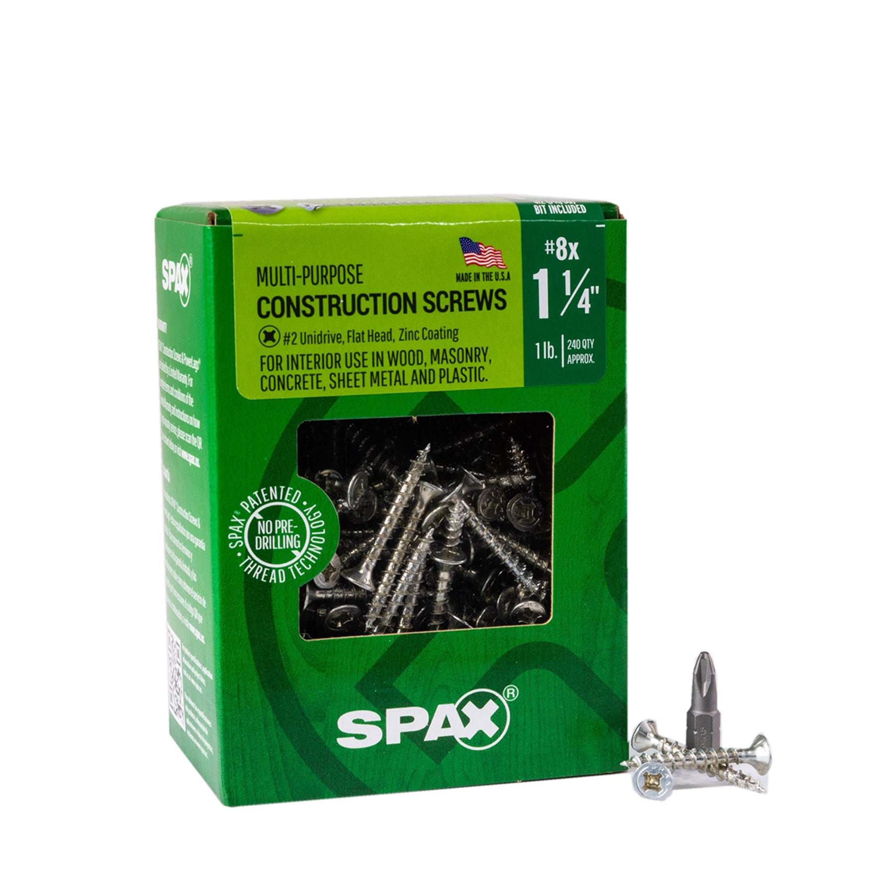 SPAX #8 x 1-1/4-in Zinc-Plated Multi-Material SPAX Multi-Purpose Interior  Wood Screws (240-Per Box) in the Wood Screws department at