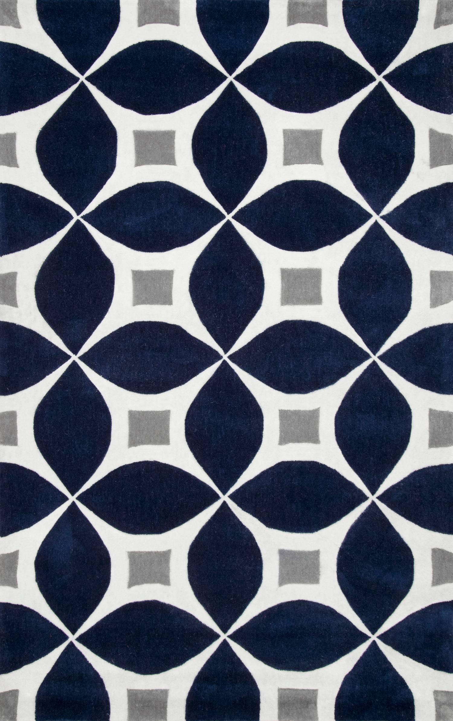 nuLOOM BHBC55F-2606 2 x 6 (ft) Tufted Polyester Navy Rectangular Indoor Trellis Runner rug