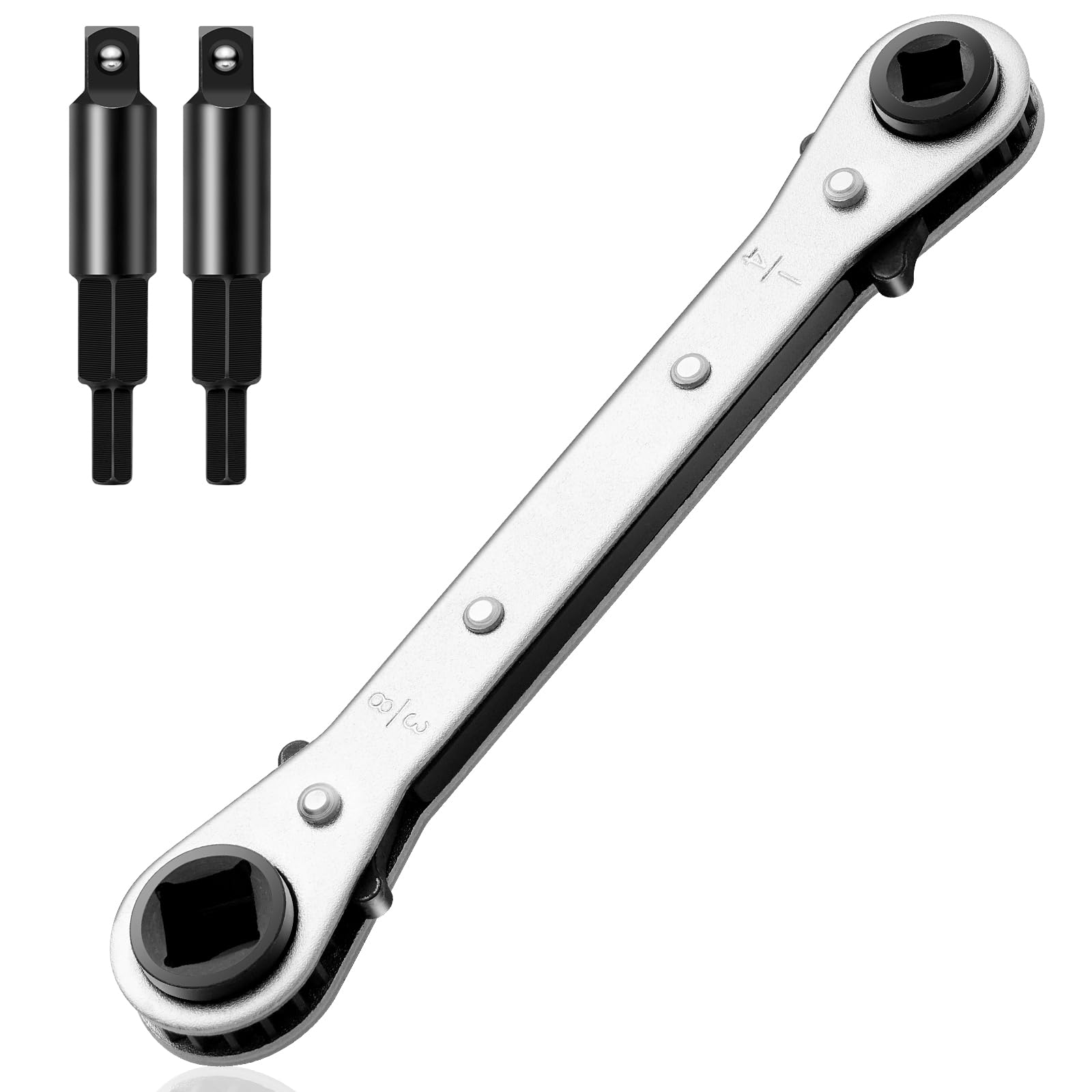 Linder Group Inc HVAC Ratchet Wrench Kit for Air Conditioner Valve Repair Includes 3 Sixteenth 5 Sixteenth Quarter and Three Eighth Inch Sizes with Two Hexagon