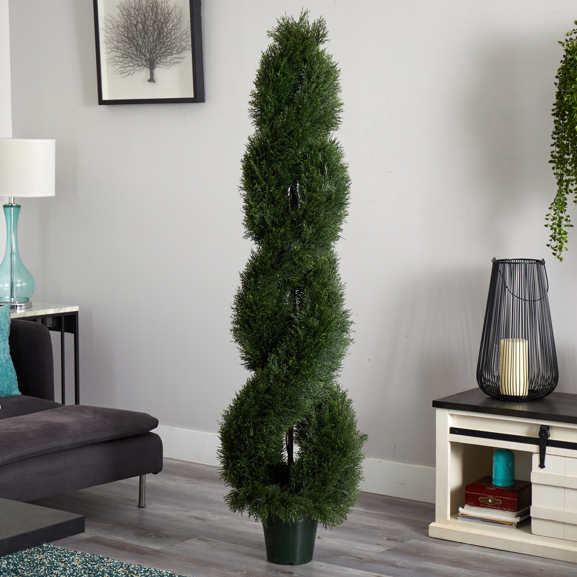 Nearly Natural 72-in Green Indoor/Outdoor Cypress Artificial Tree in ...