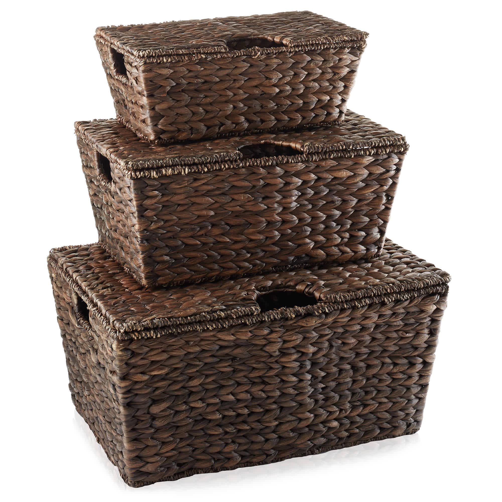 Casafield Water Hyacinth Storage Baskets w/ Tapered Bottoms (Small ...