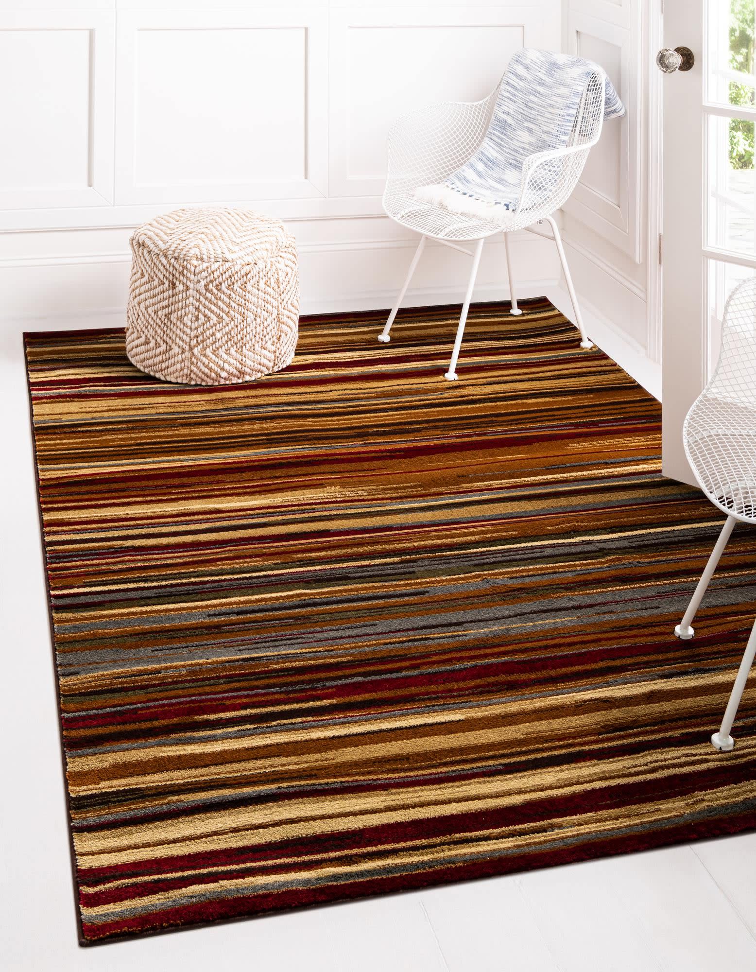 Unique Loom 3137914 Barista 9 x 12 (ft) Loomed Polypropylene Beige Rectangular Indoor Stripe Area rug