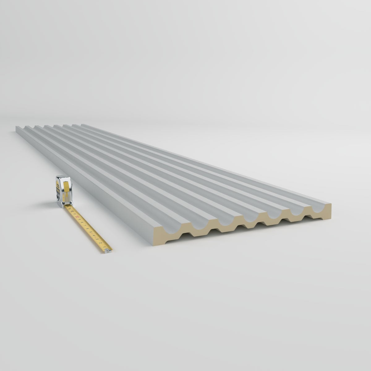 Primed Polyurethane Reeded Crown Moulding 94.5" Length