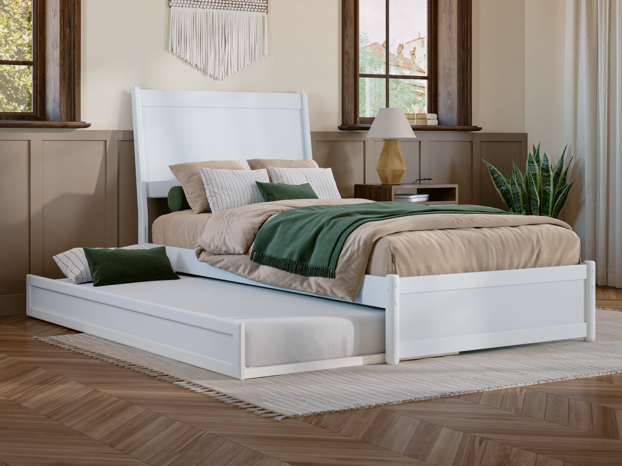 AFI AR9987212 Casanova White Twin extra long Wood Trundle Bed