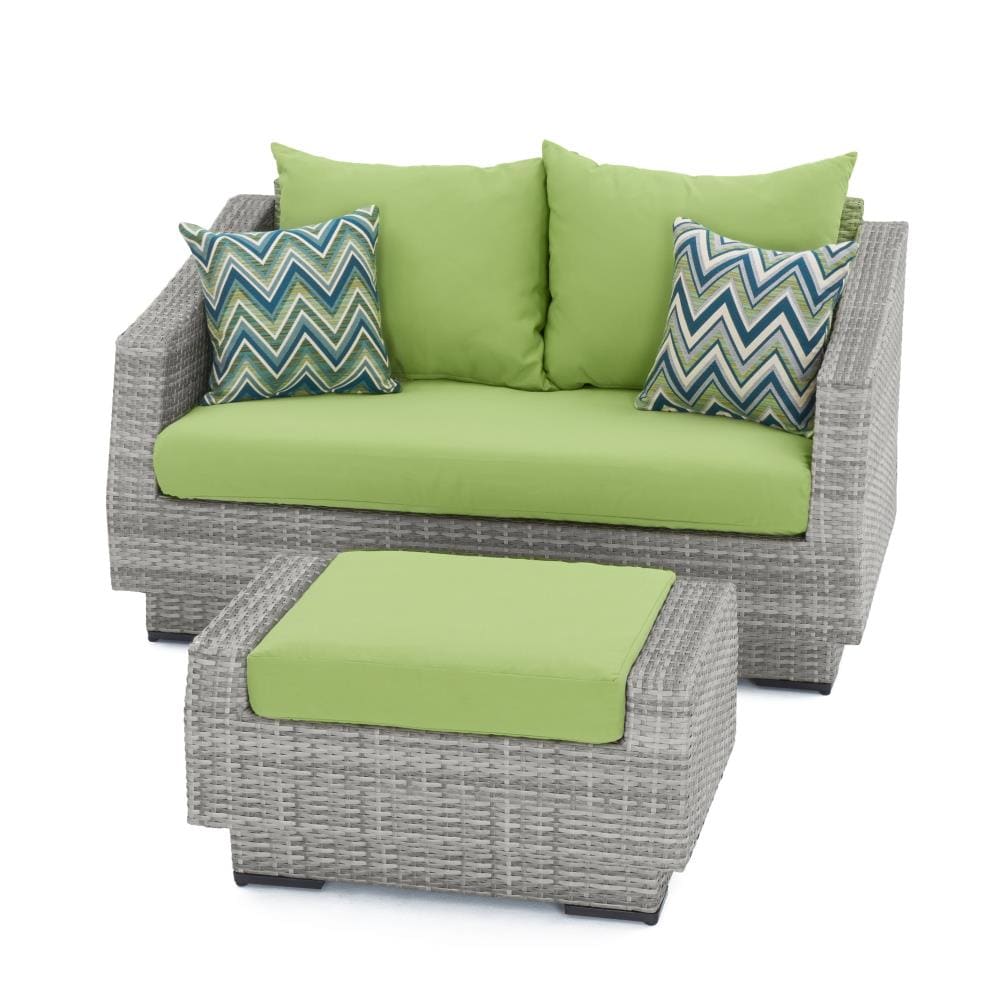 RST Brands OP-PELOVO-CNS-GNK-K Cannes 2-Piece Wicker Patio Conversation Set with Green Sunbrella Cushions