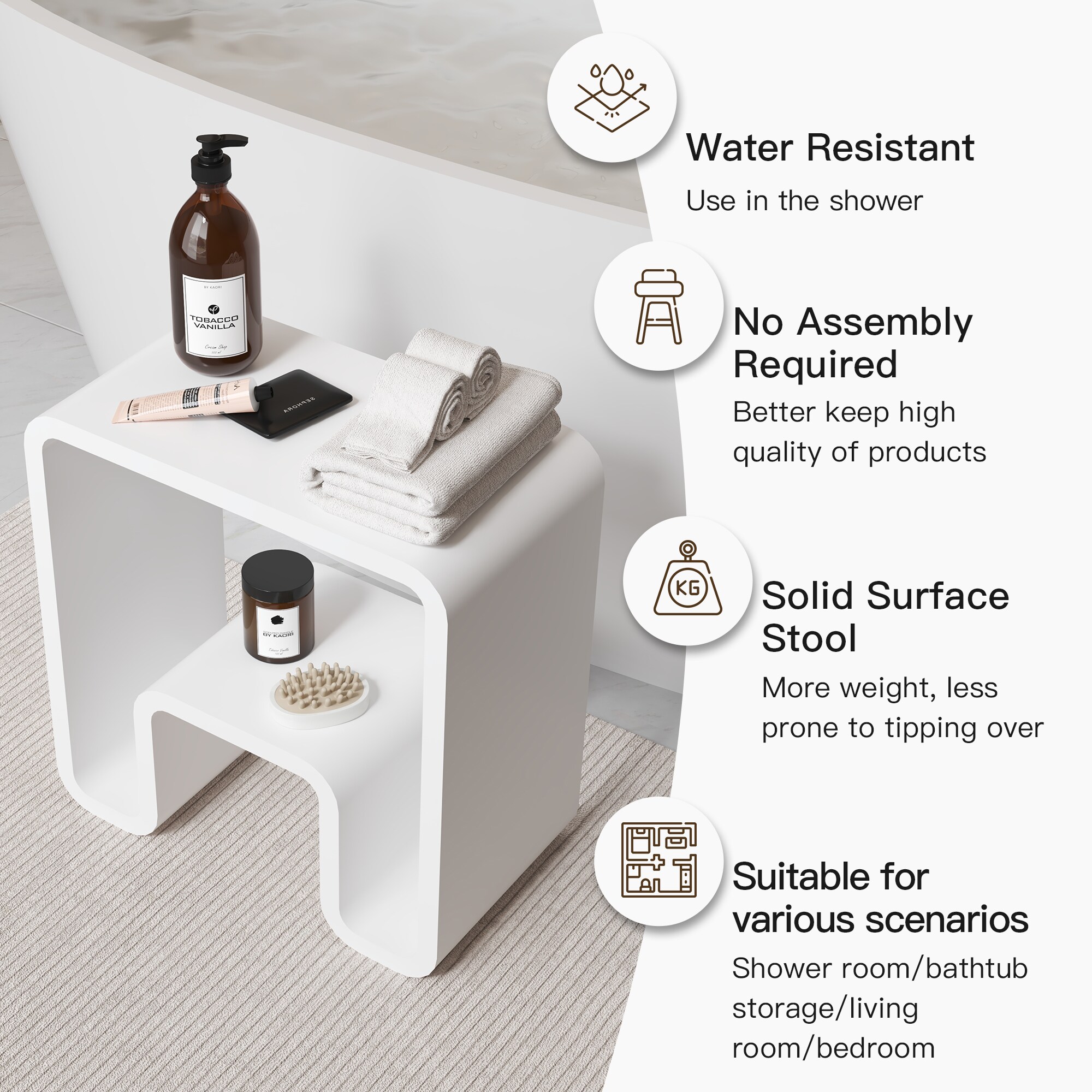 Vanityfus VFBR16004S06LCW Bath-Safety-Seats-Benches - View #8