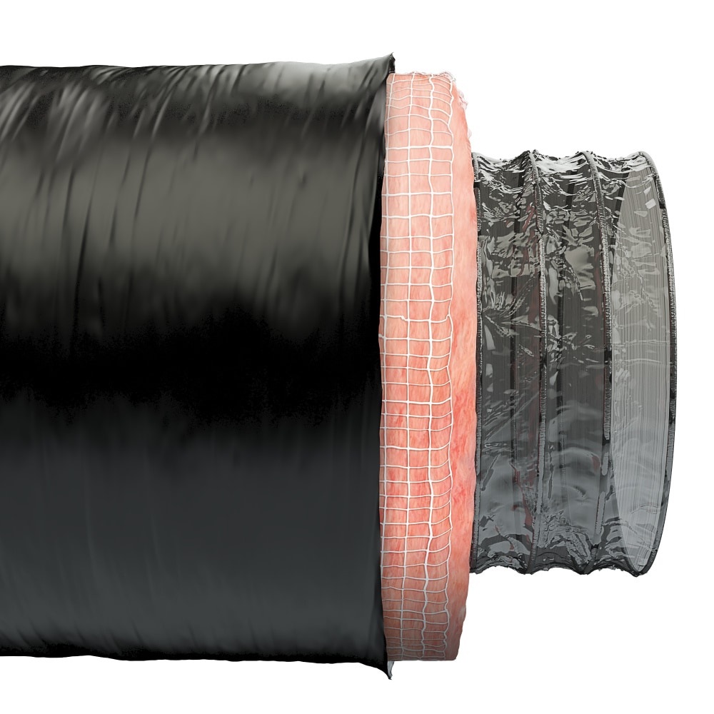 Black Plastic Combi Flex Duct 200mm x 6m