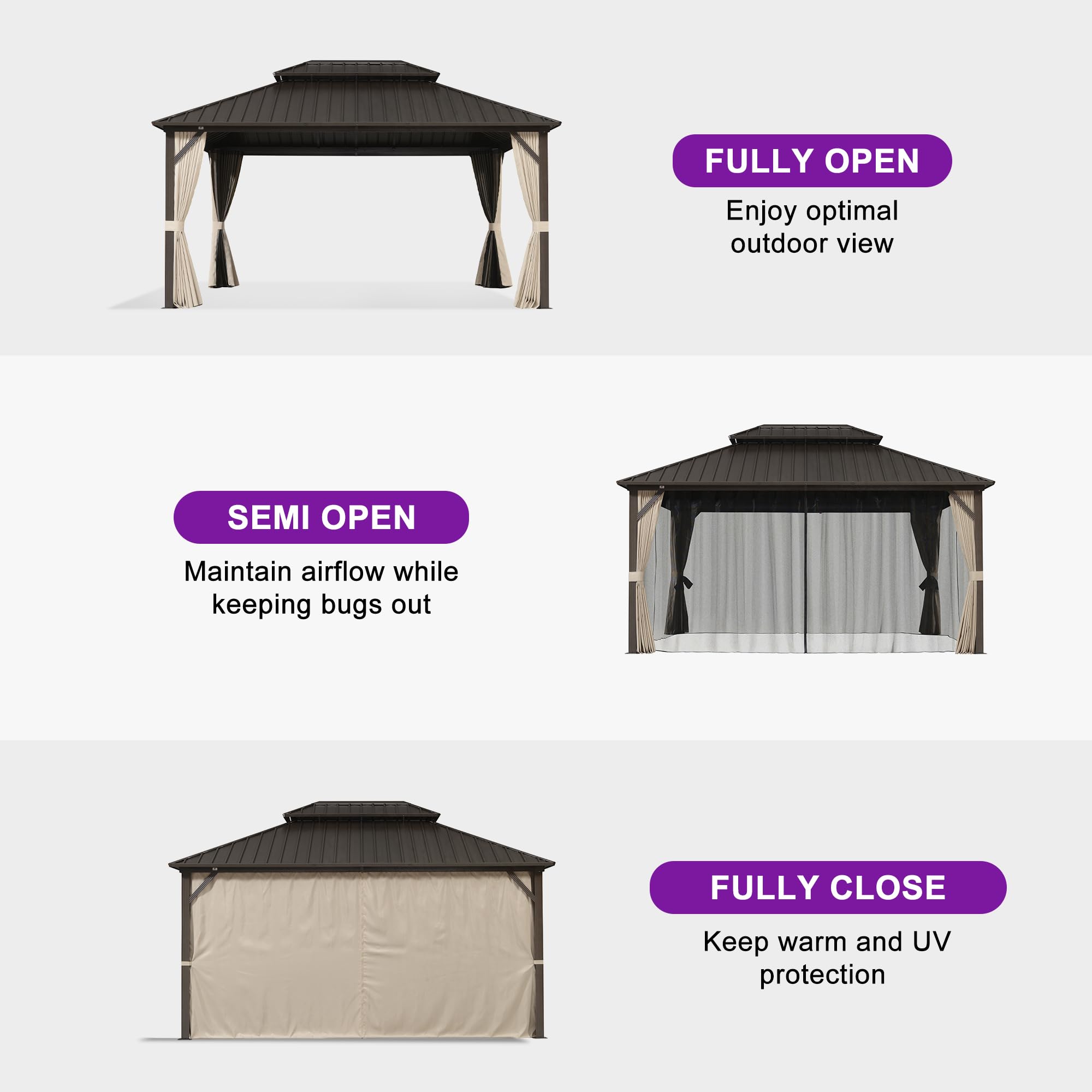 PURPLE LEAF LS04JJG1014-BR Wood-Resin-Gazebos - View #5