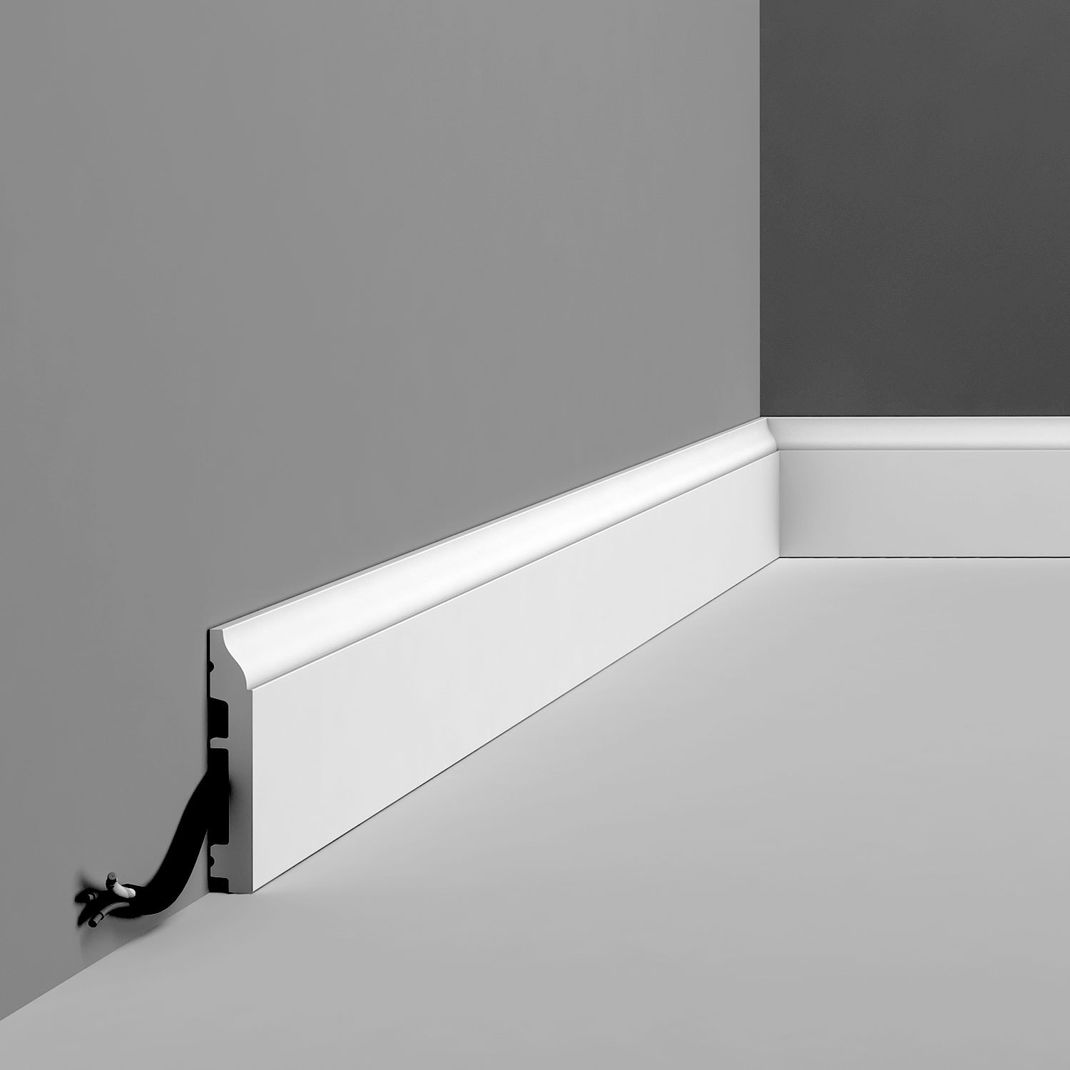 Primed White Polystyrene Baseboard Moulding 78 in Length
