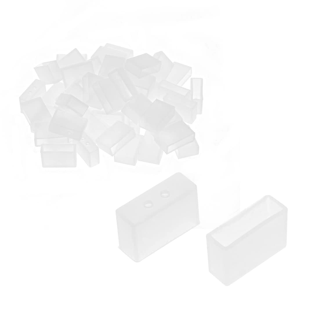 Unique Bargains 50pcs Silicone Plug Fit 5630 12mm Wide LED Tube Strip Light End Cap Cover w 2 Holes White