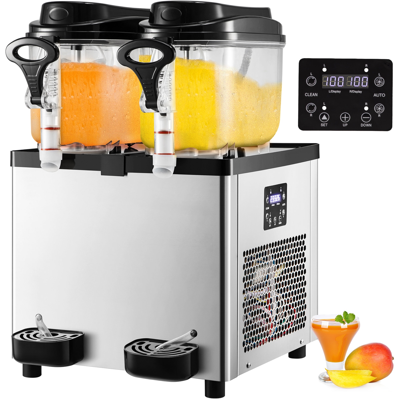 VEVOR Commercial Slushy Machine 6 L x 2 Tanks 50 Cups Margarita Machine 700W 110V Stainless Steel Smoothie Frozen Drink Maker Perfect for Supermarkets Cafes Restaurants Bars and Home Use Silver #SCGSJB22X6L107338V1