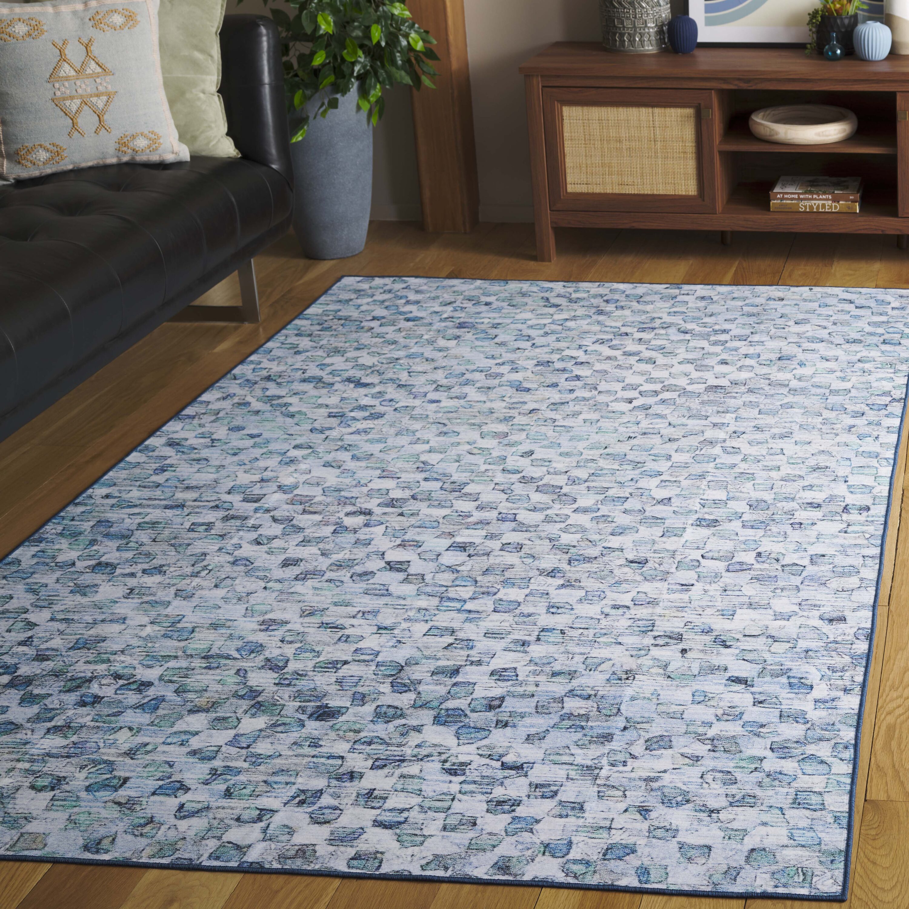 Malibu 917F Grey Aqua 5ft x 8ft Contemporary Rug