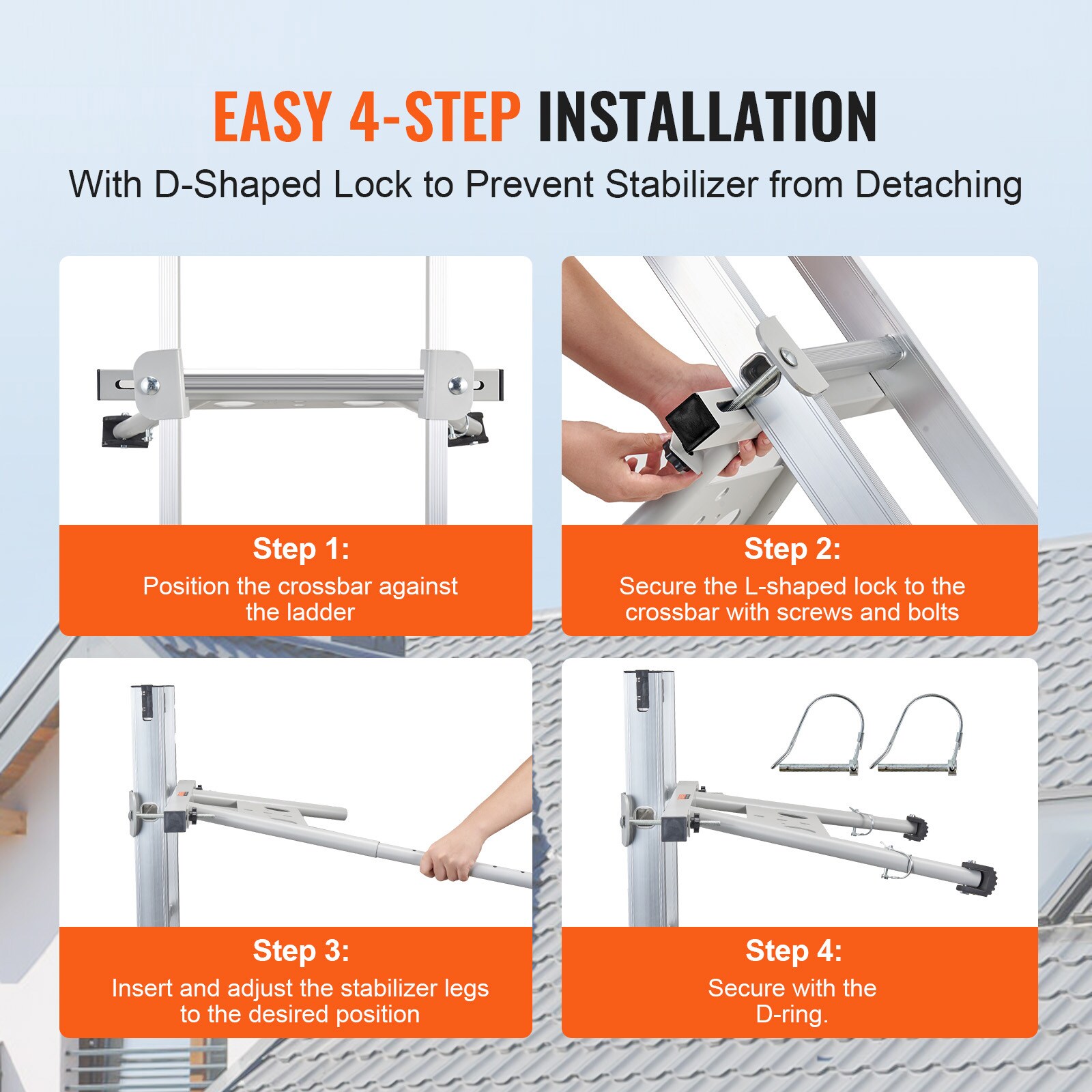 Mecale 32.1-in Ladder Stabilizer Standoff Steel 5-Position Adjustable ...
