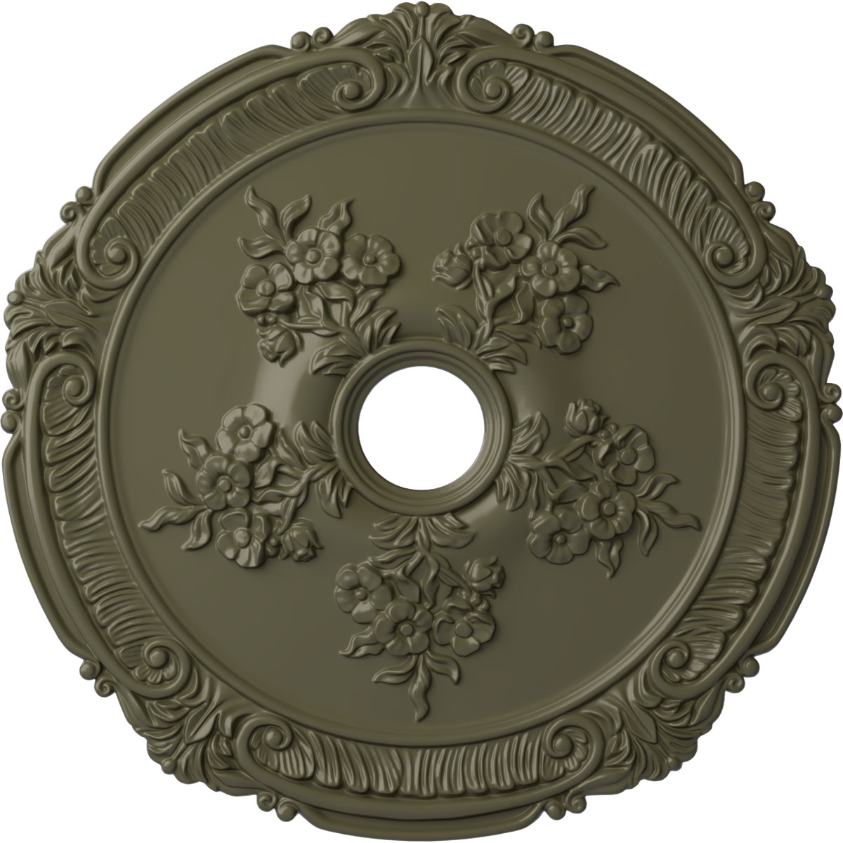 Ekena Millwork CM26ATPTF Attica with Rose 26-in W x 26-in L Painted Turtle Polyurethane Whole Ceiling Medallion