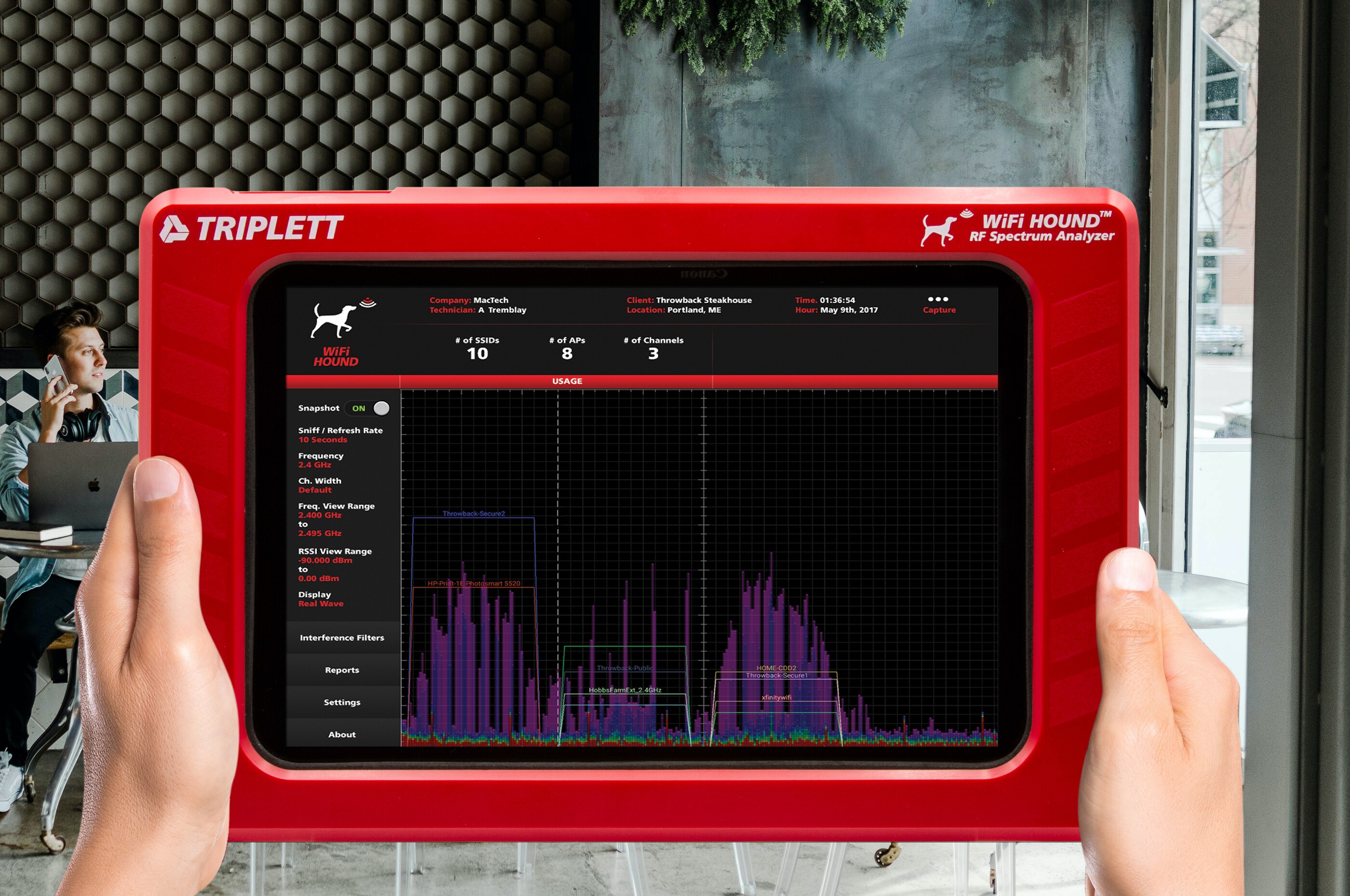 TRIPLETT LCD WiFi Spectrum Analyzer Specialty Meter (Red) 2.4 GHz