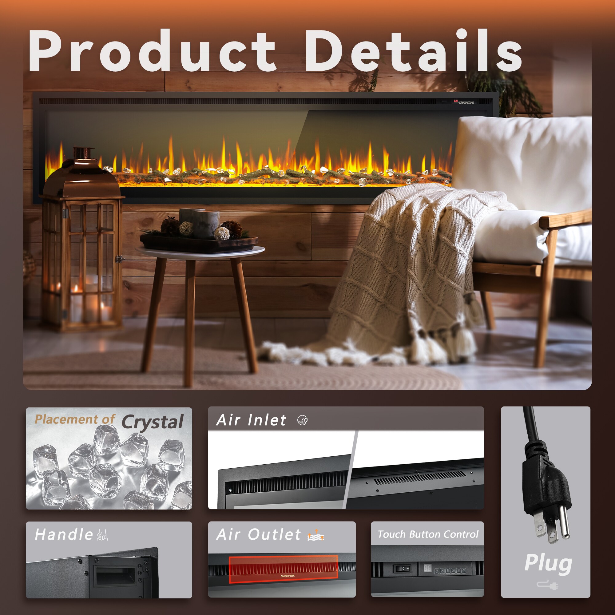 Euhomy EF001-72BL-E-LS-SC Electric-Fireplaces - View #4