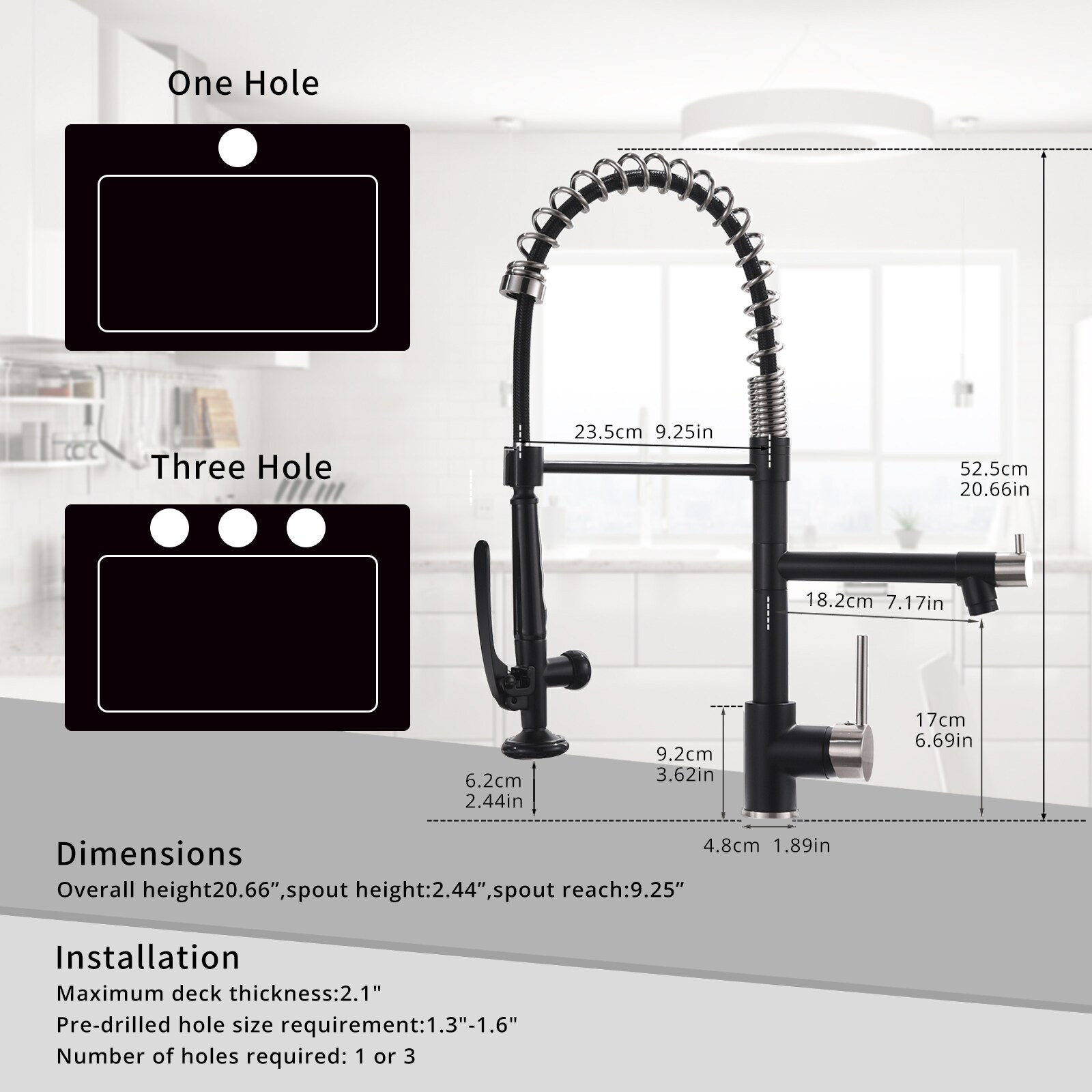 Fapully Brushed Nickelandmatte Black Single Handle Pull Down Kitchen Faucet With Sprayer Fa B 6997