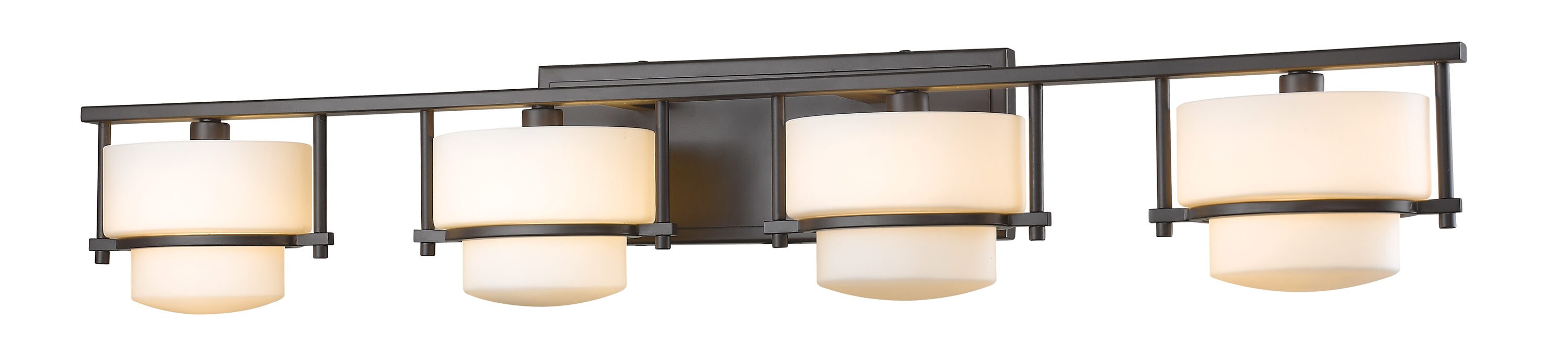 Z-Lite 3030-4V-BRZ-LED Porter 34-in 4 -Light Matte Bronze Mid-century Vanity light