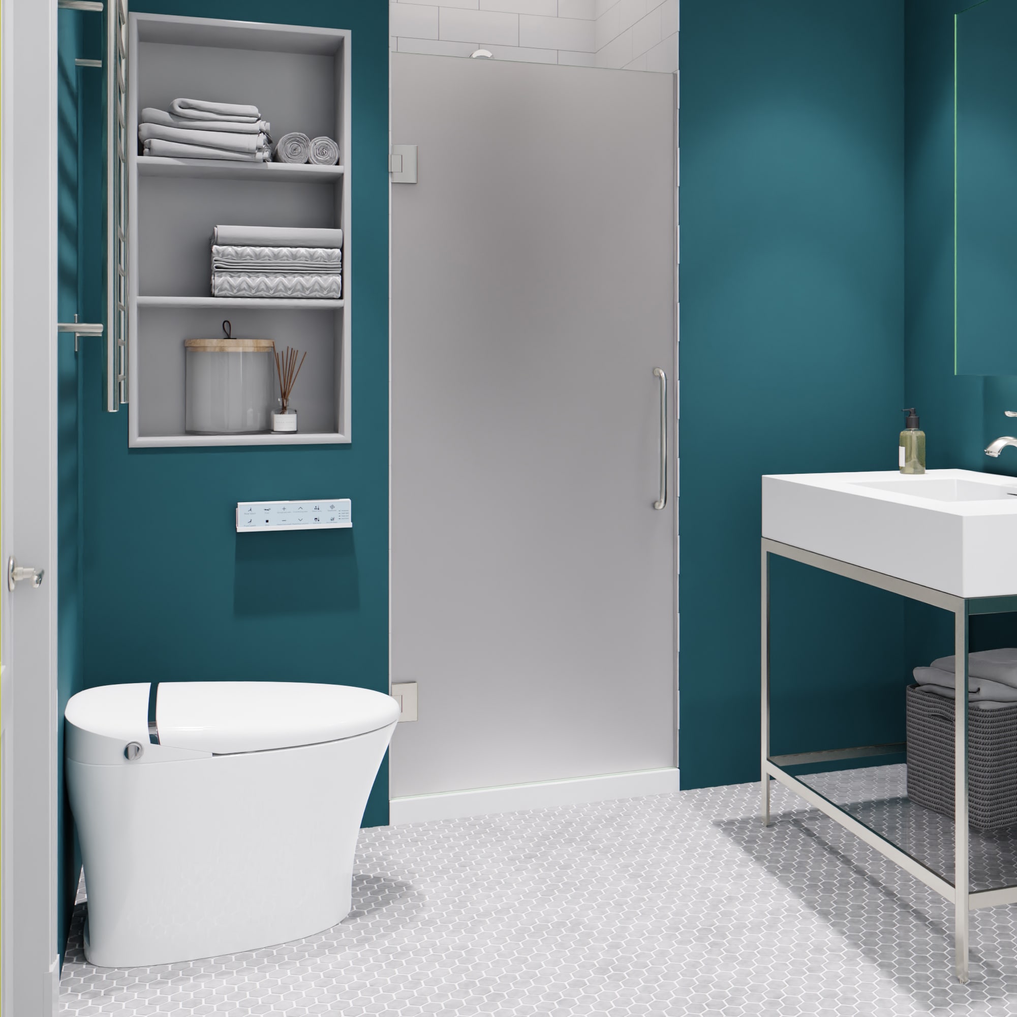 ANZZI SD-AZ09-01BN-F Fellow Brushed Nickel 24-in W x 70-in H Frameless Hinged Shower door 5/16-in Thick Frosted Glass